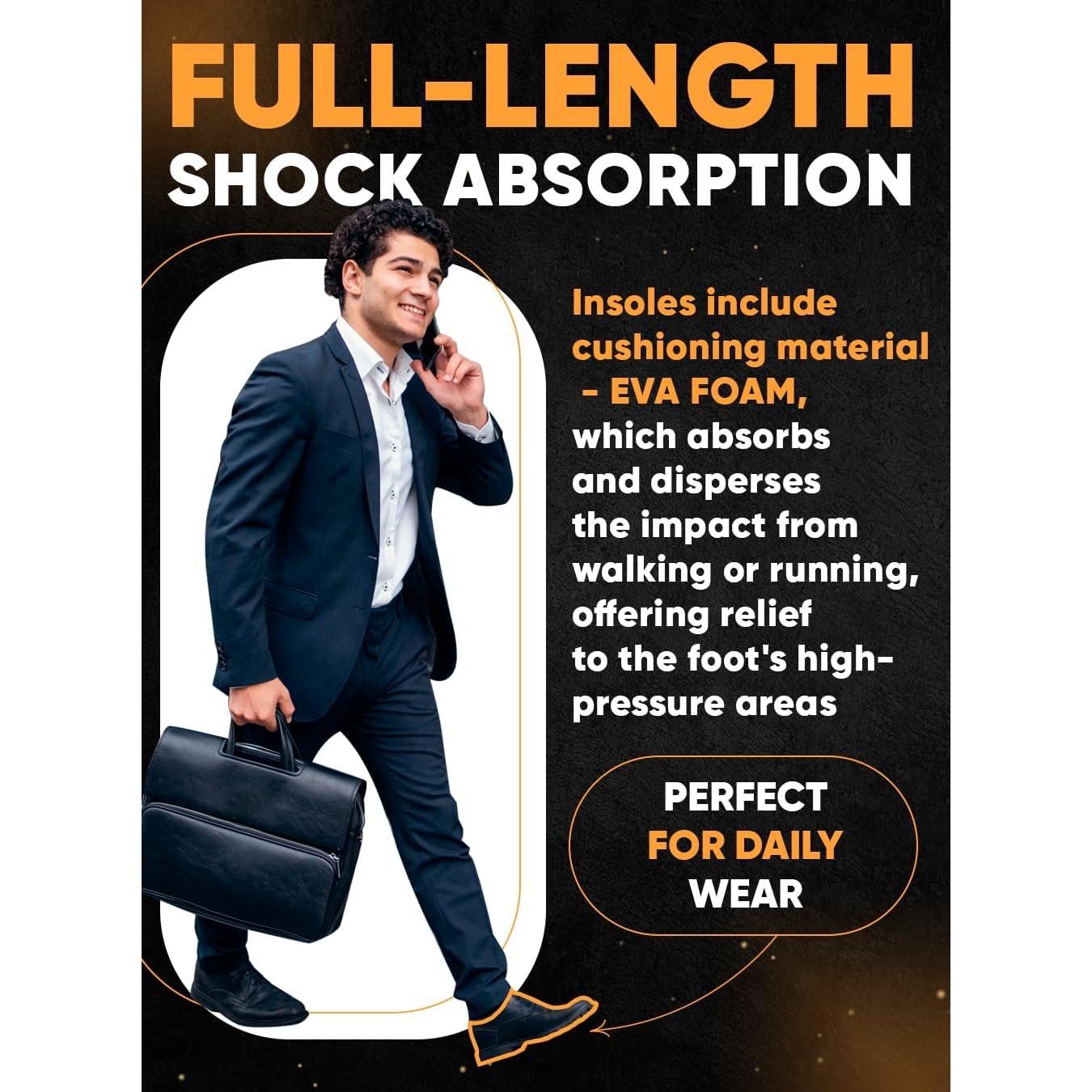 Plantillas Ortopédicas CRUVHEAL Arco Alto para Fascitis Plantar - Negro S