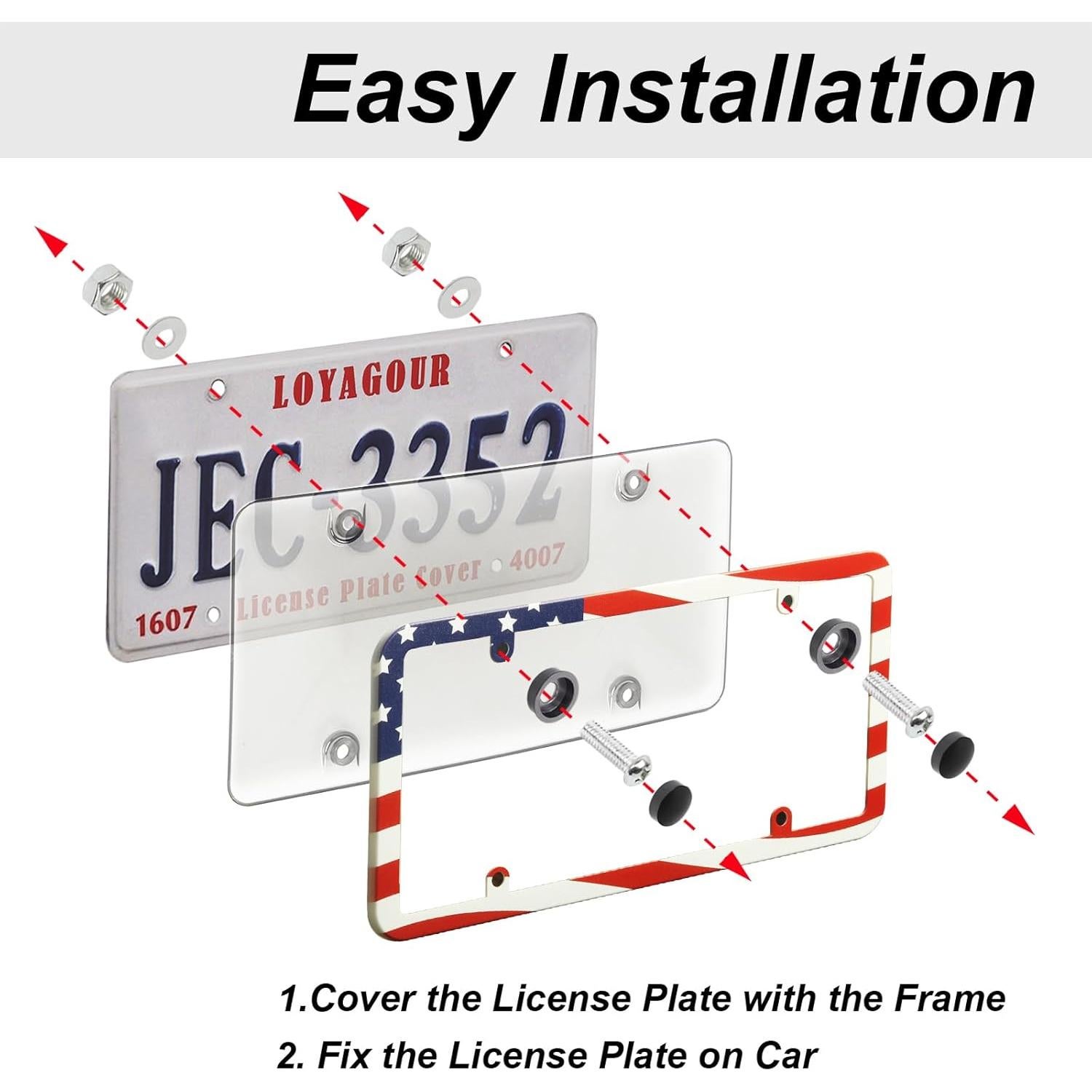 Cubierta y Marcos de Placa de Licencia LoyaGour 2Pack Irrompibles