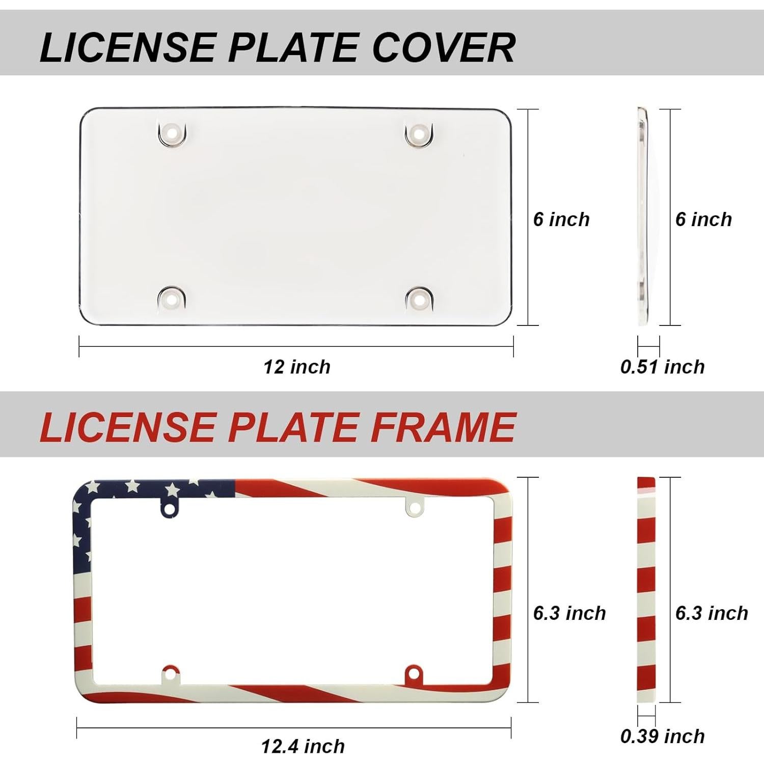 Cubierta y Marcos de Placa de Licencia LoyaGour 2Pack Irrompibles