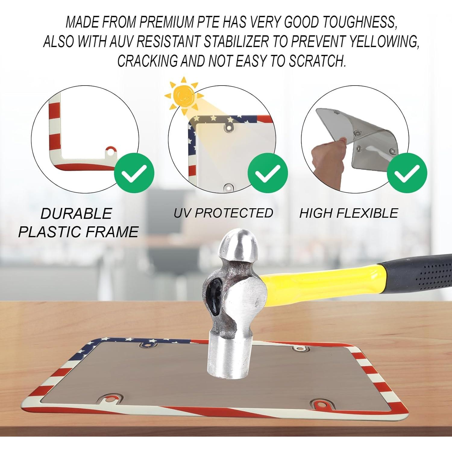 Cubierta y Marcos de Placa de Licencia LoyaGour 2Pack Irrompibles