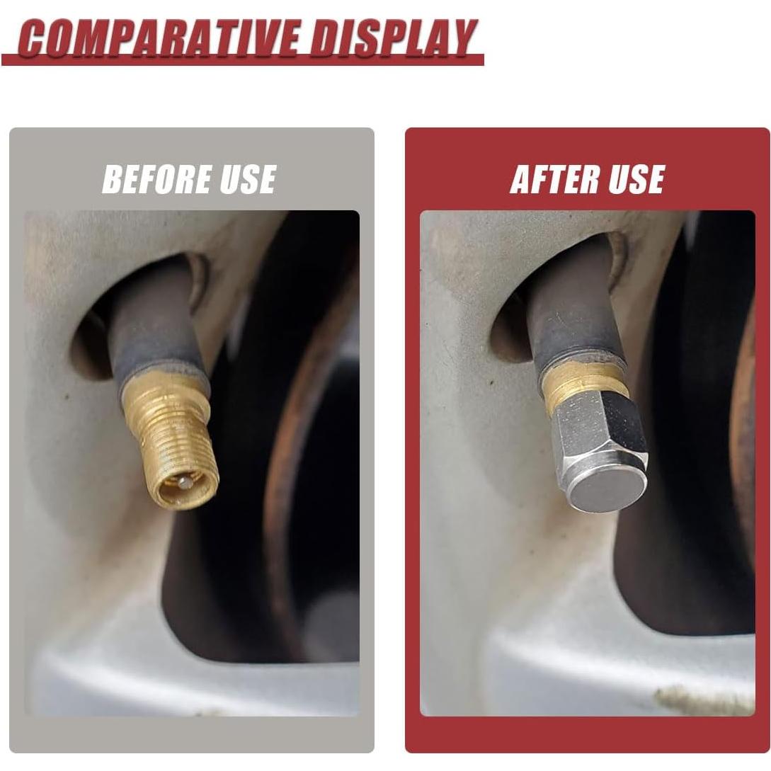 Car Tire Valve Cap, Hexagon Shape Brass Tire Stem Valve Dust Cover with Rubber O-Ring, Corrosion Resistant Leak-Proof Tire Air Caps, Universal Tires Accessories for Most Cars (8PCS)