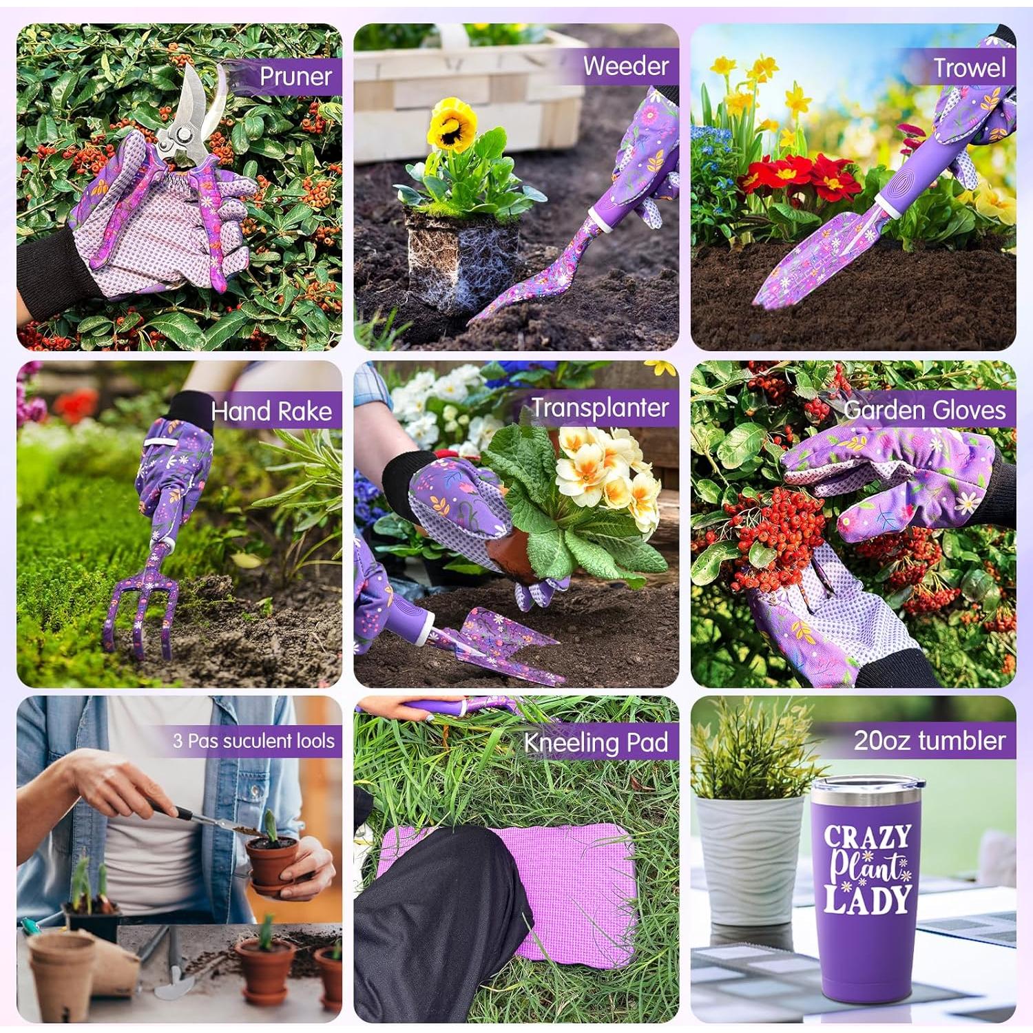 Kit de Jardinería NatuBeau 14 Piezas para Mujeres Púrpura