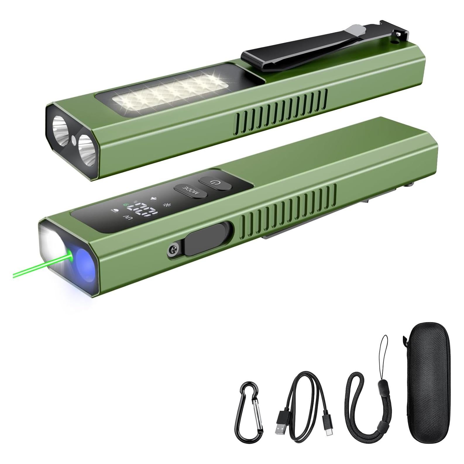 Linterna Recargable EDC Pro 4-en-1 800 Lúmenes Verde