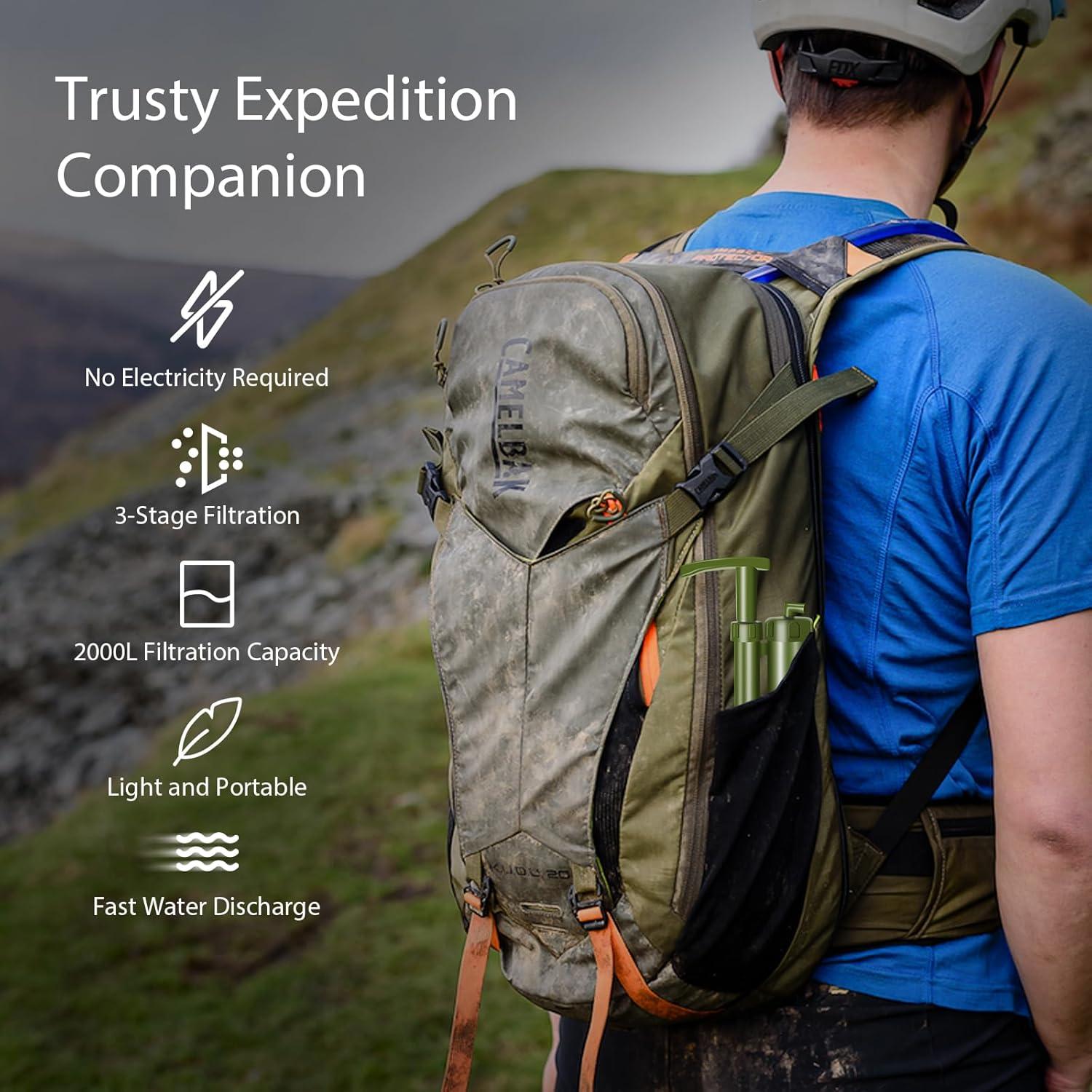 Filtro de Agua Portátil RIUORKIE 3 Etapas 2000L Camping