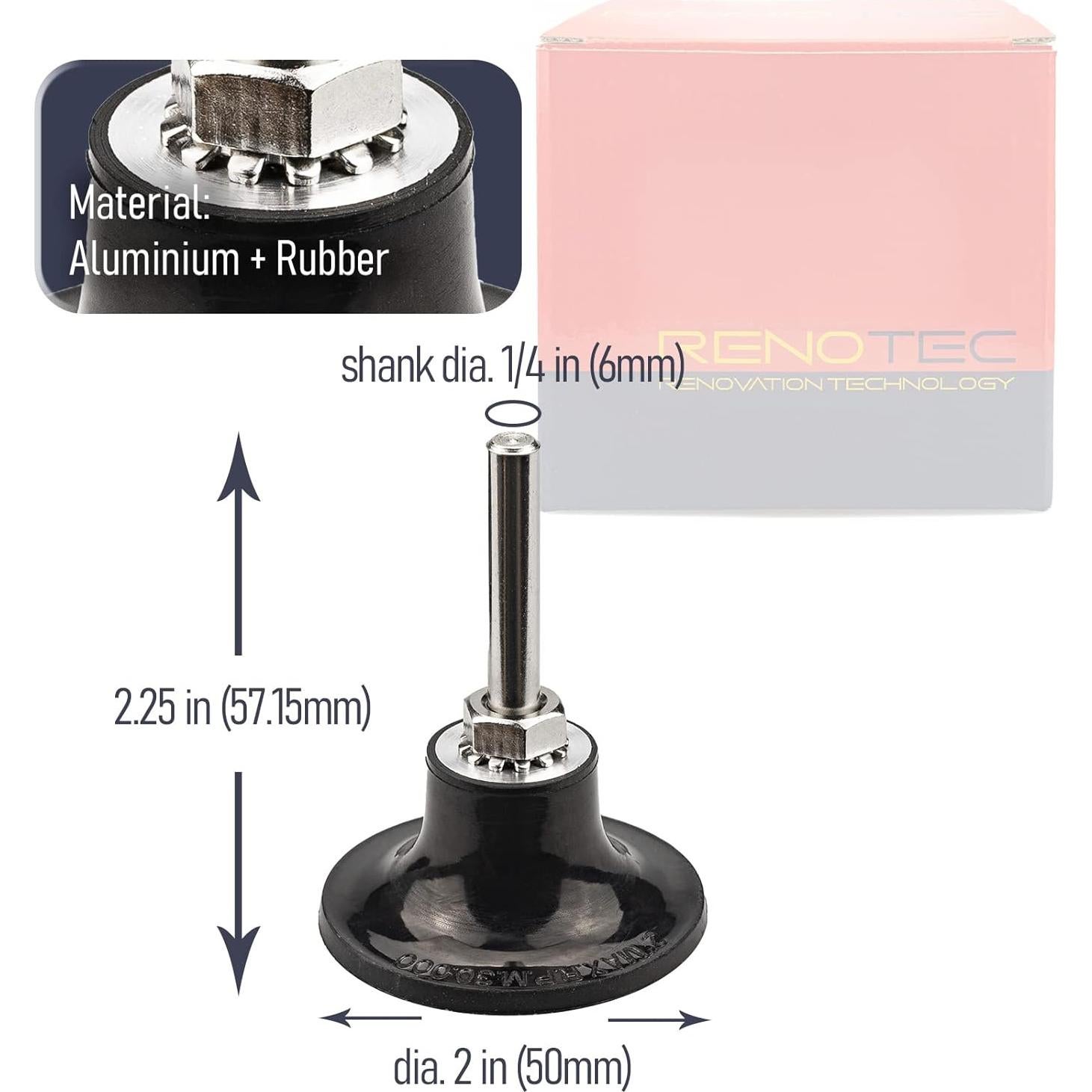 Soporte de almohadilla 2" RENOTEC para discos de lijado - 10 piezas