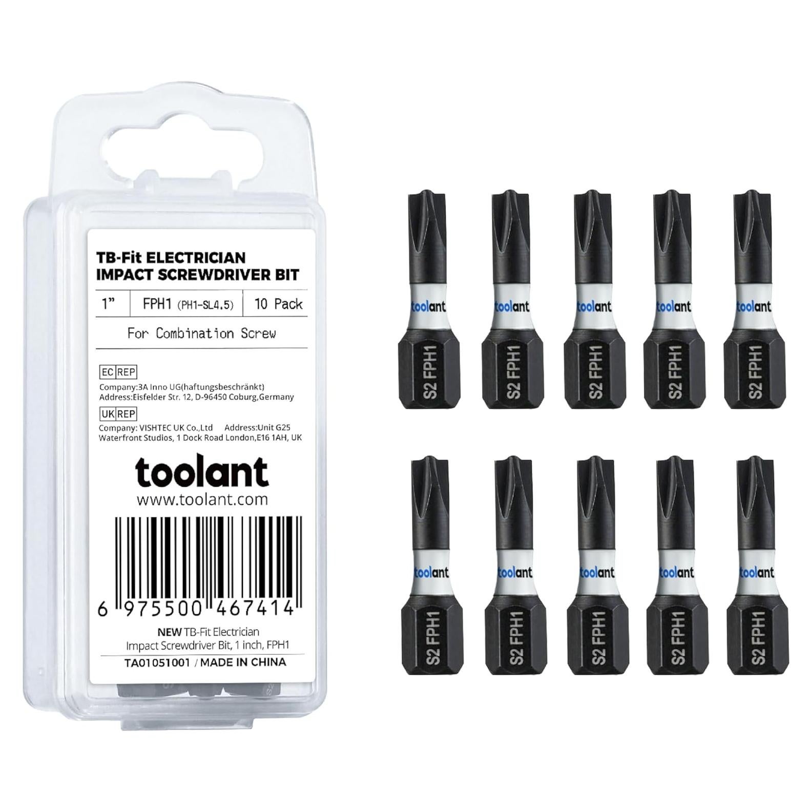 Set de Puntas de Destornillador Toolant TB-Fit, 10 Piezas, Acero S2