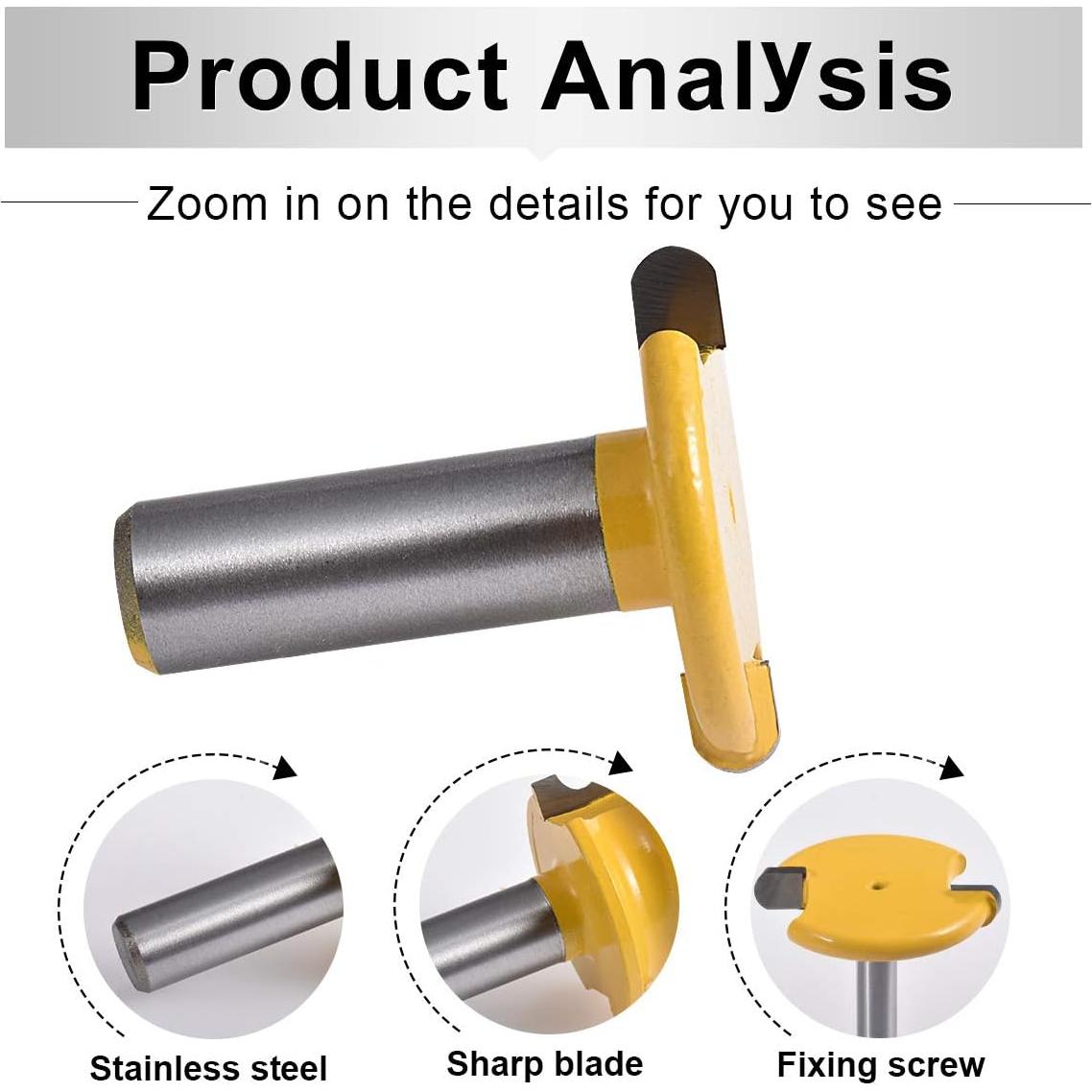 Juego de 2 brocas de router HOHXEN 1/2" vástago 1/4" diámetro