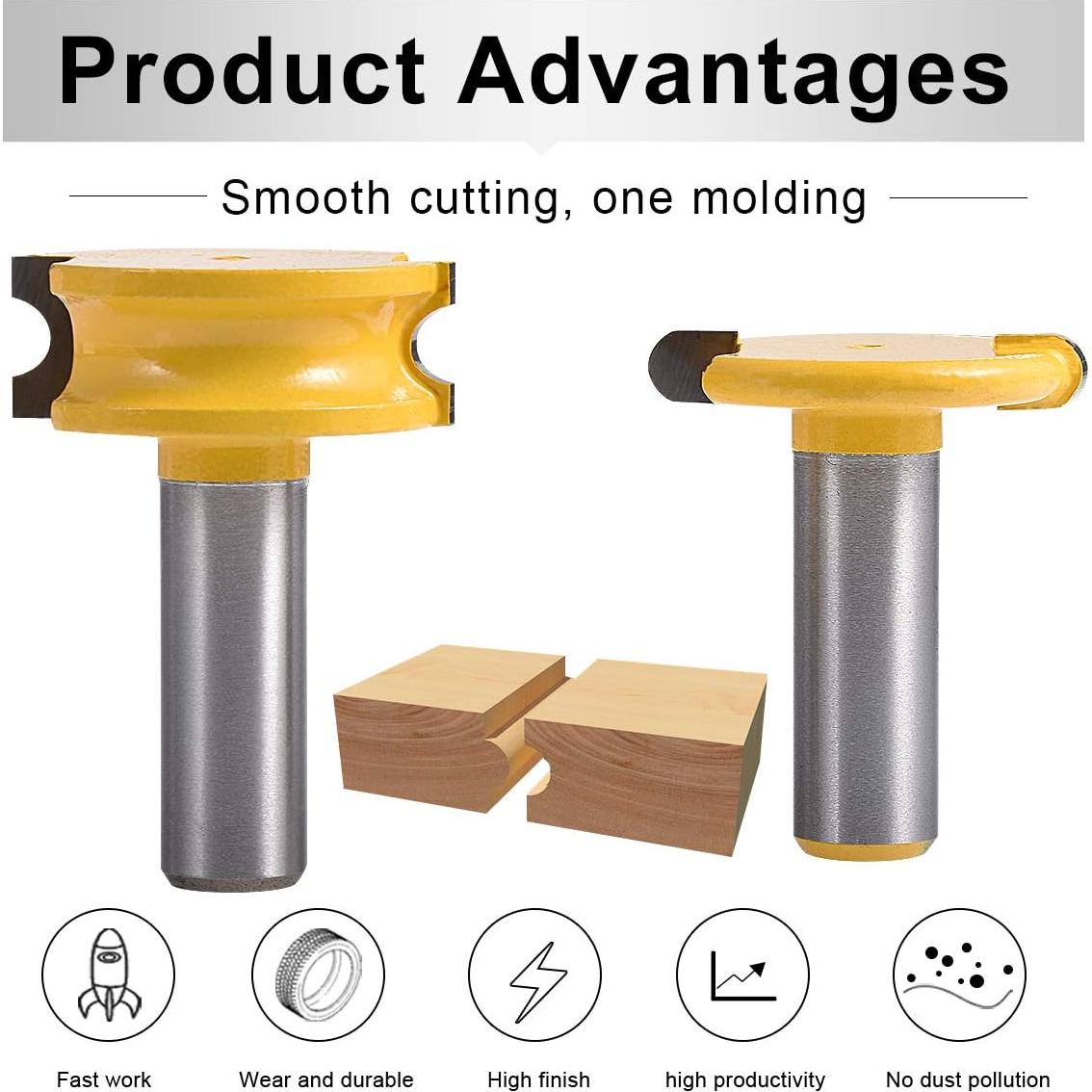 Juego de 2 brocas de router HOHXEN 1/2" vástago 1/4" diámetro