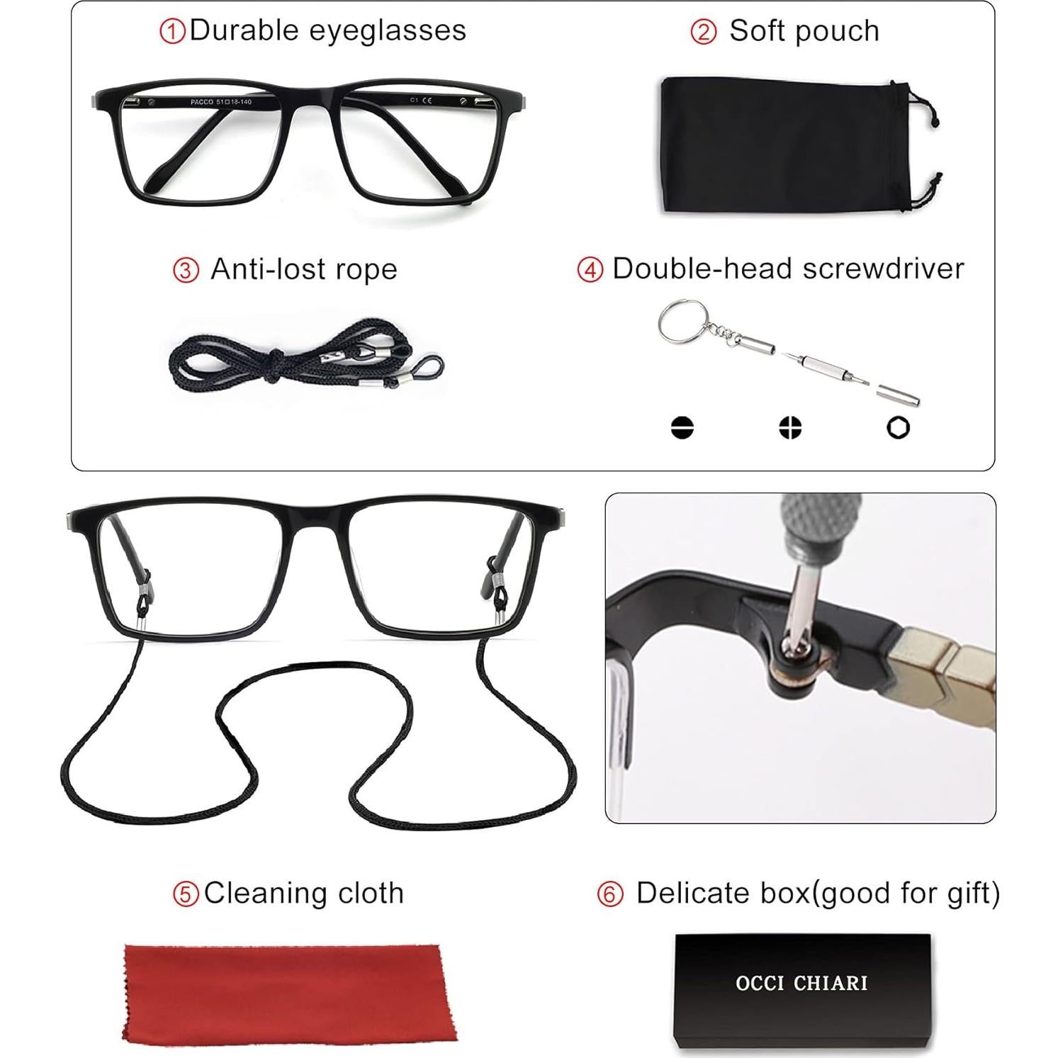 Gafas de Luz Azul OCCI CHIARI para Hombres Montura Óptica