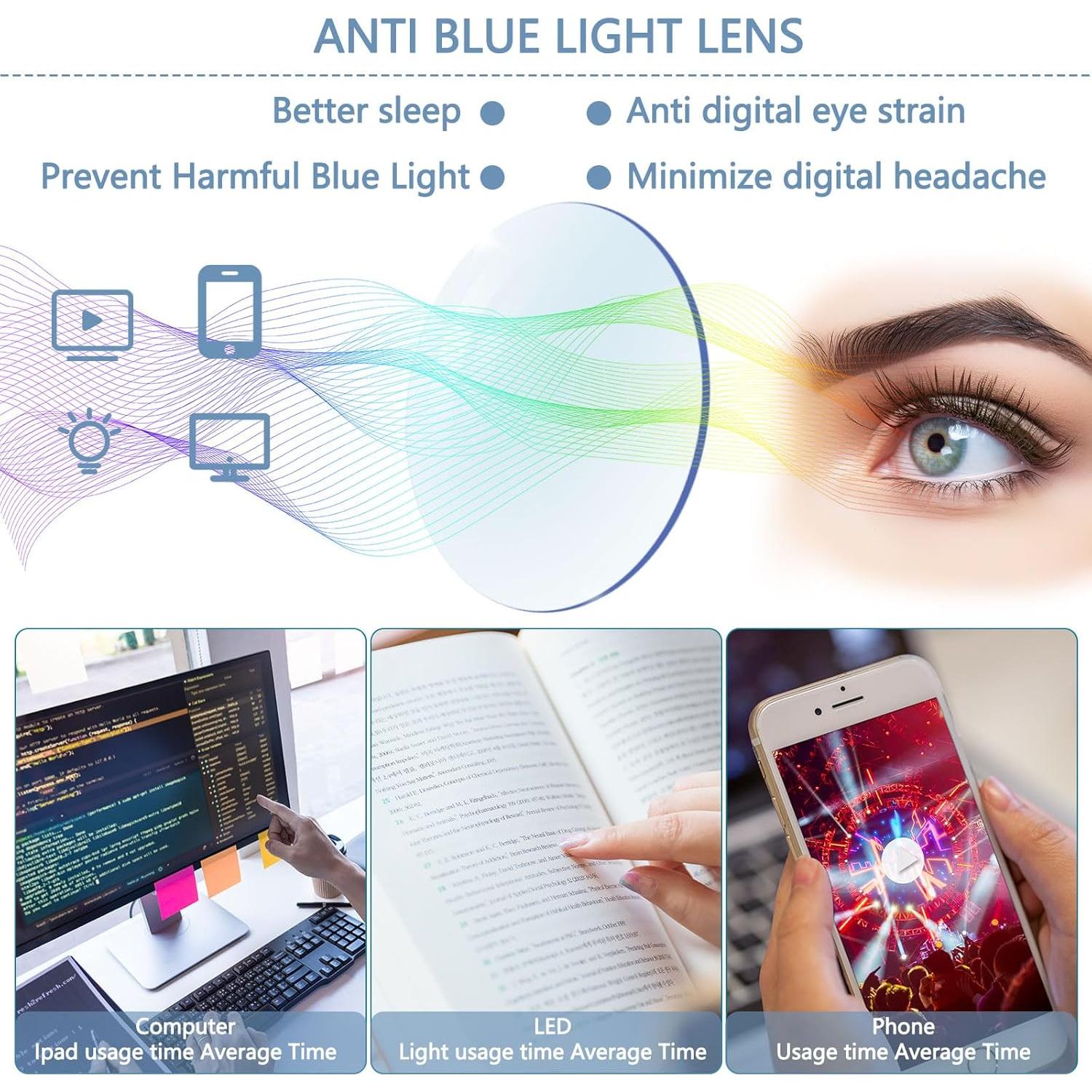 Paquete de 6 Gafas de Lectura Boncamor con Filtro Luz Azul 3.5D