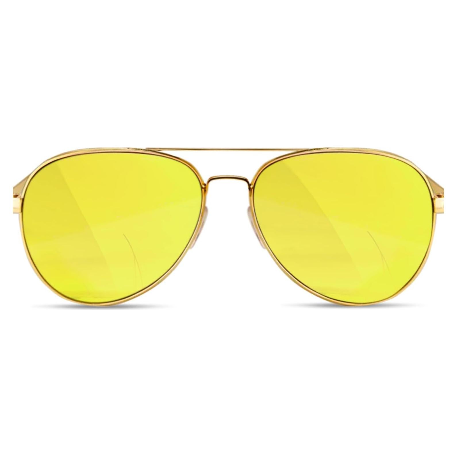 Gafas de Sol Unisex Aviador grinderPUNCH - Marco Dorado y Lentes Amarillas UV400