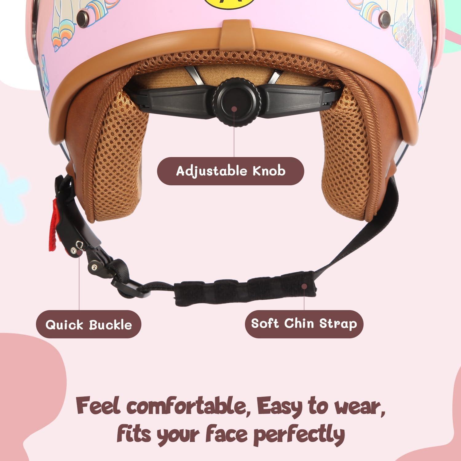 Casco de Motocicleta para Niños YUDJYQM BY-750S Rosa 46-54 CM