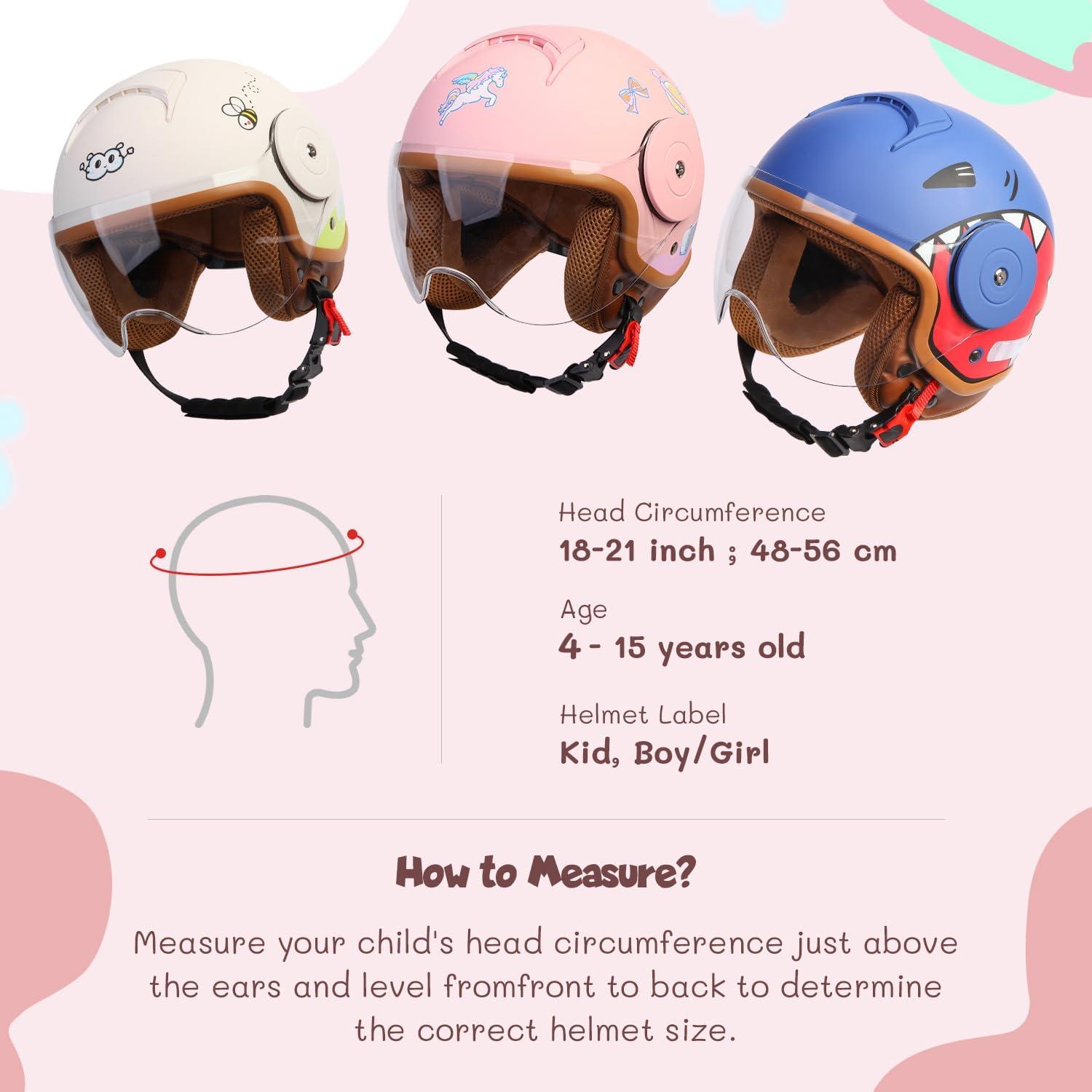 Casco de Motocicleta para Niños YUDJYQM BY-750S Rosa 46-54 CM