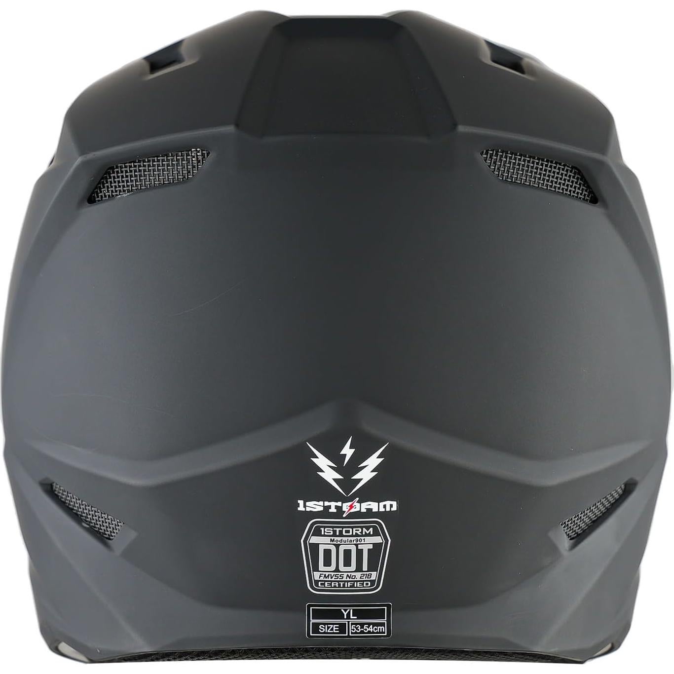 Casco de Motocross 1Storm T602 para Niños Negro Mate M