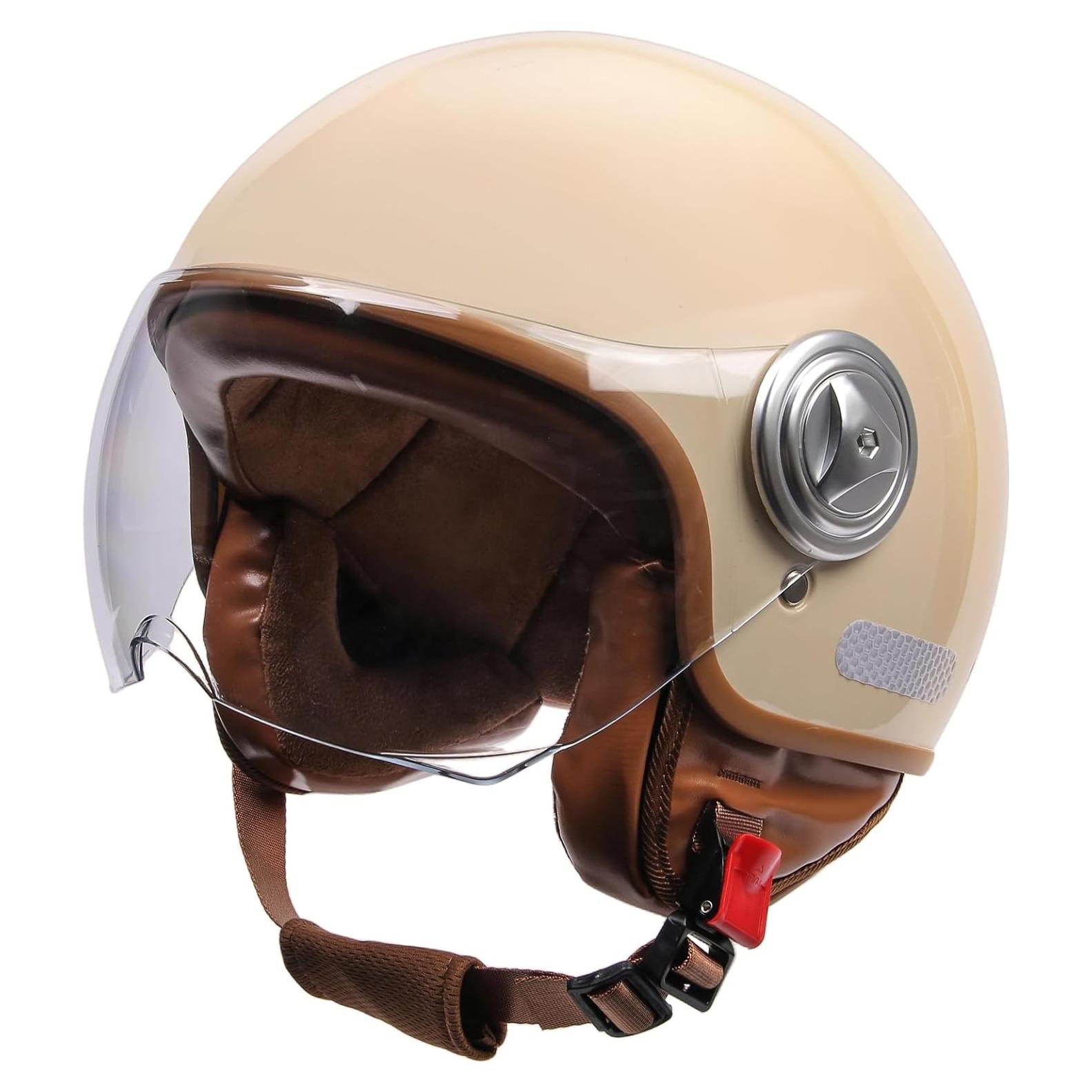 Casco de motocicleta SXJXZJBF retro 3/4 unisex ligero