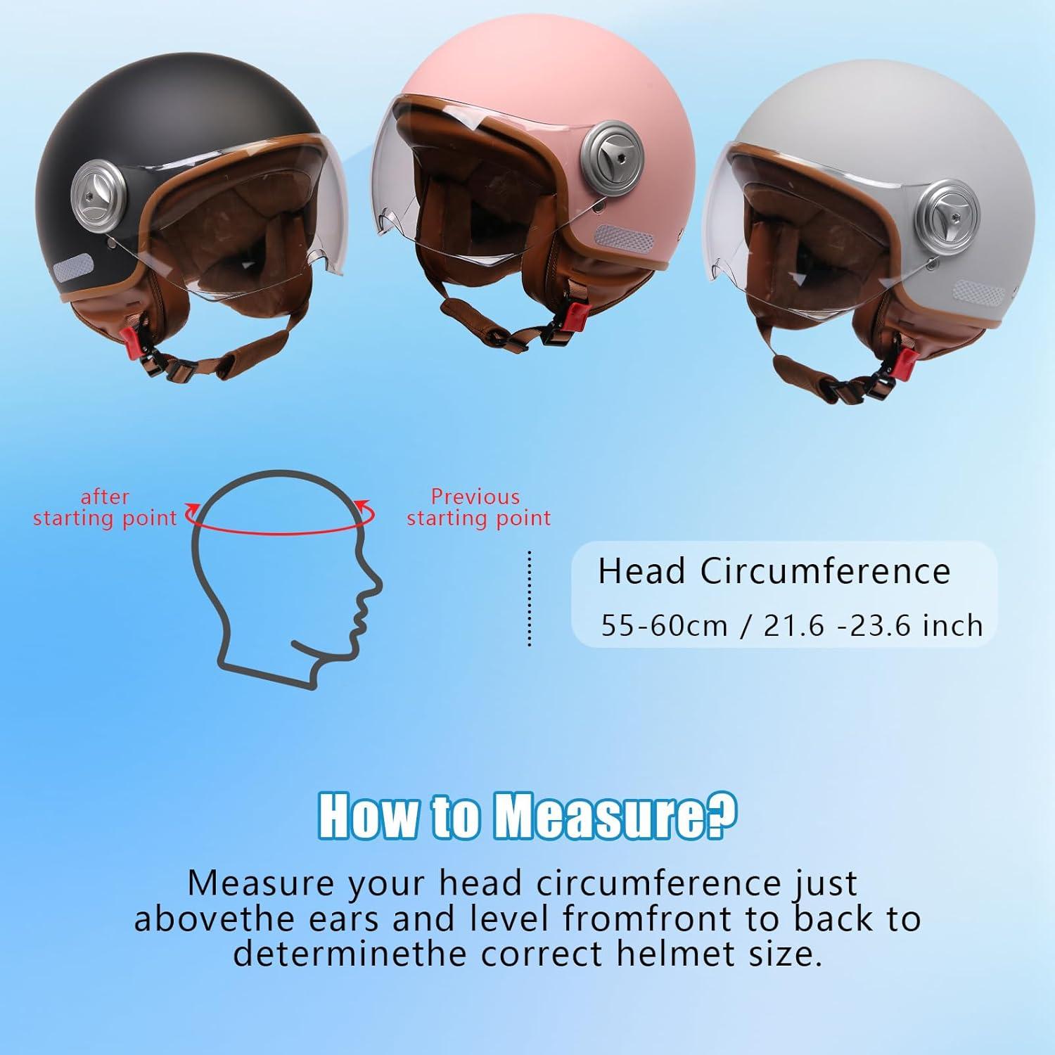 Casco de motocicleta SXJXZJBF retro 3/4 unisex ligero