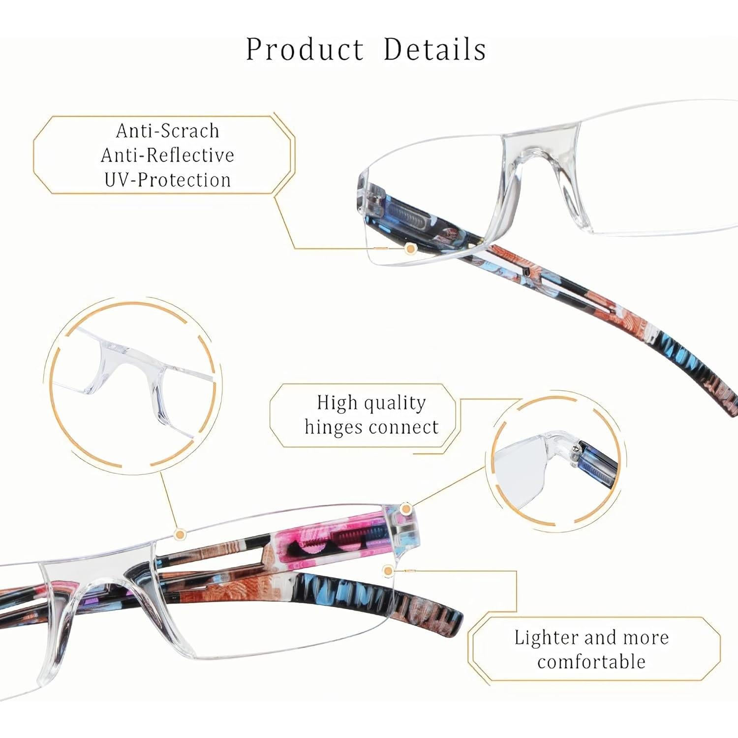 LifeArt 2/4 Pairs Reading Glasses, Blue Light Blocking Glasses, Computer Glasses for Men and Women, Rectangle Eyewear Frame