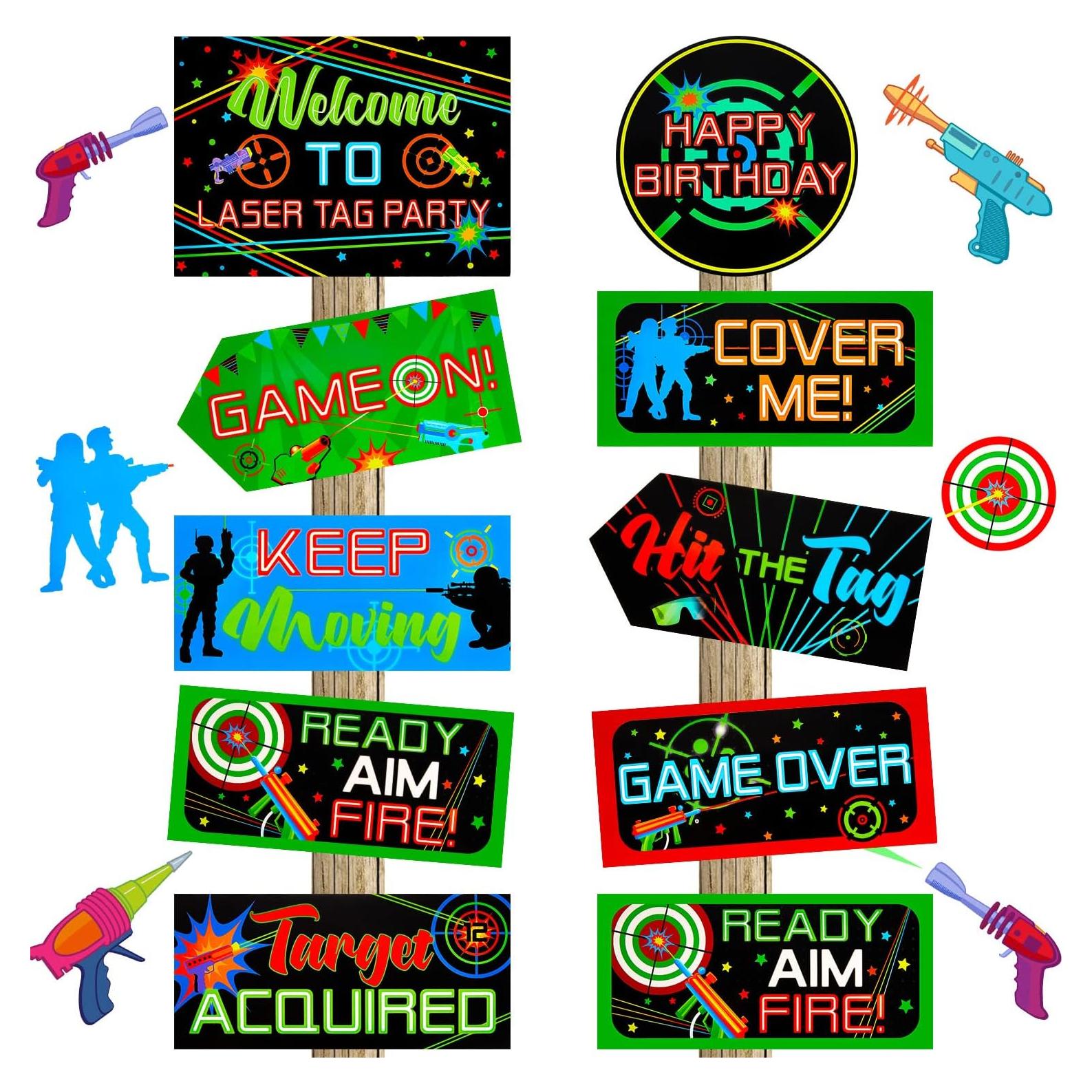 Gueevin 20 Carteles Decorativos para Fiestas Laser Tag