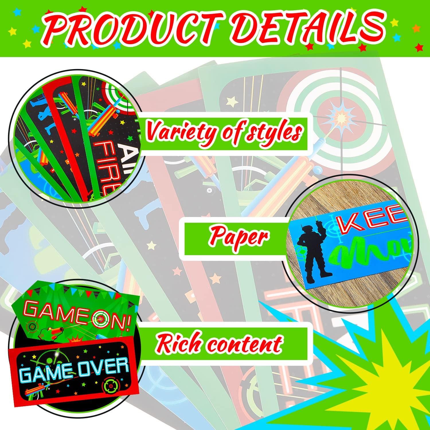 Gueevin 20 Carteles Decorativos para Fiestas Laser Tag