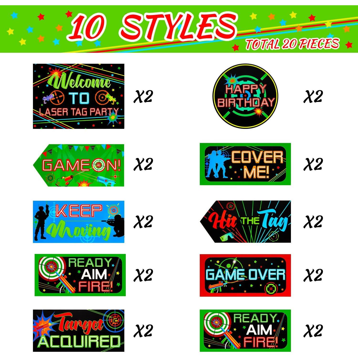 Gueevin 20 Carteles Decorativos para Fiestas Laser Tag