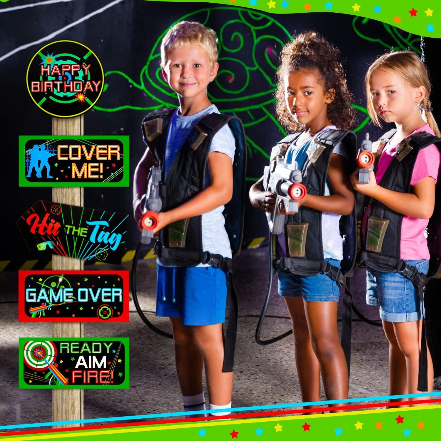 Gueevin 20 Carteles Decorativos para Fiestas Laser Tag