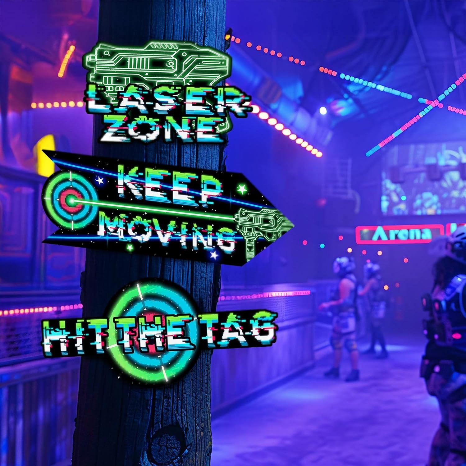 Carteles Direccionales de Fiesta Laser Tag 20 Piezas SamPartyShop