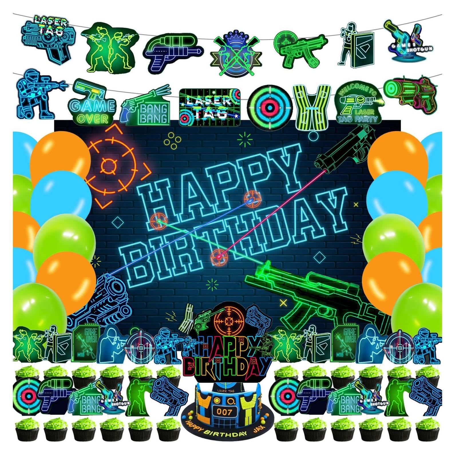Kit de Decoración para Fiesta de Cumpleaños Laser Tag 59 Pcs