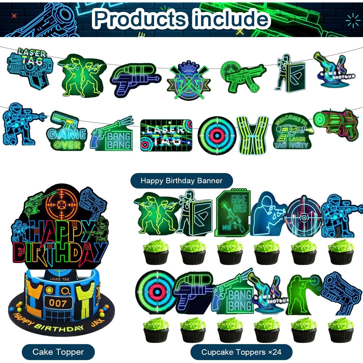 Kit de Decoración para Fiesta de Cumpleaños Laser Tag 59 Pcs