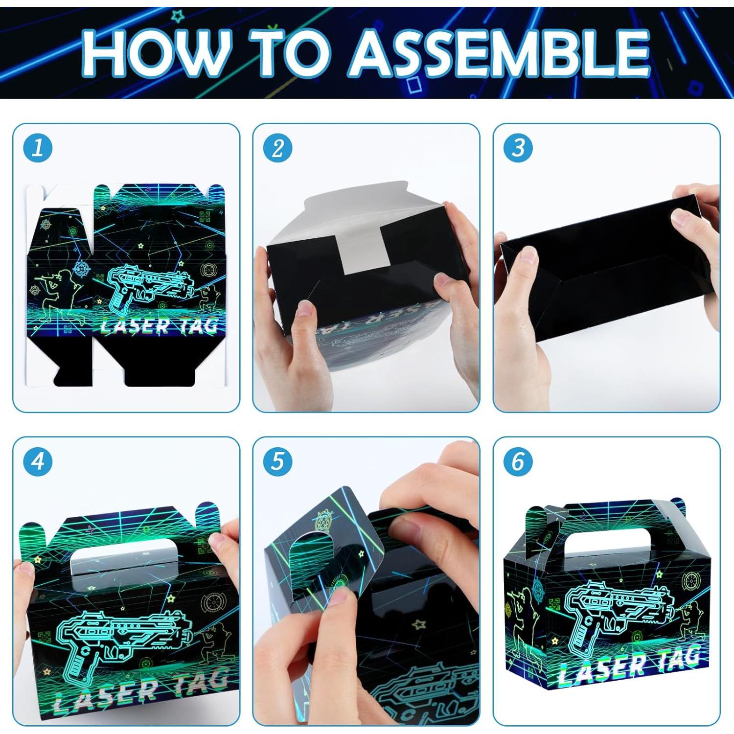 12 Cajas de Regalo Neon Laser Tag 15x7.6x9.1 cm