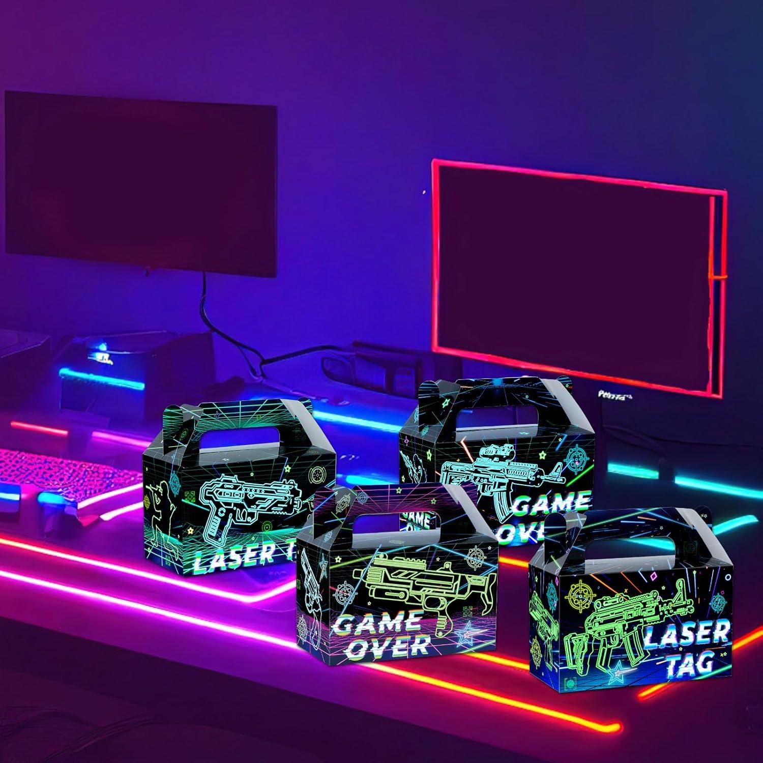 12 Cajas de Regalo Neon Laser Tag 15x7.6x9.1 cm