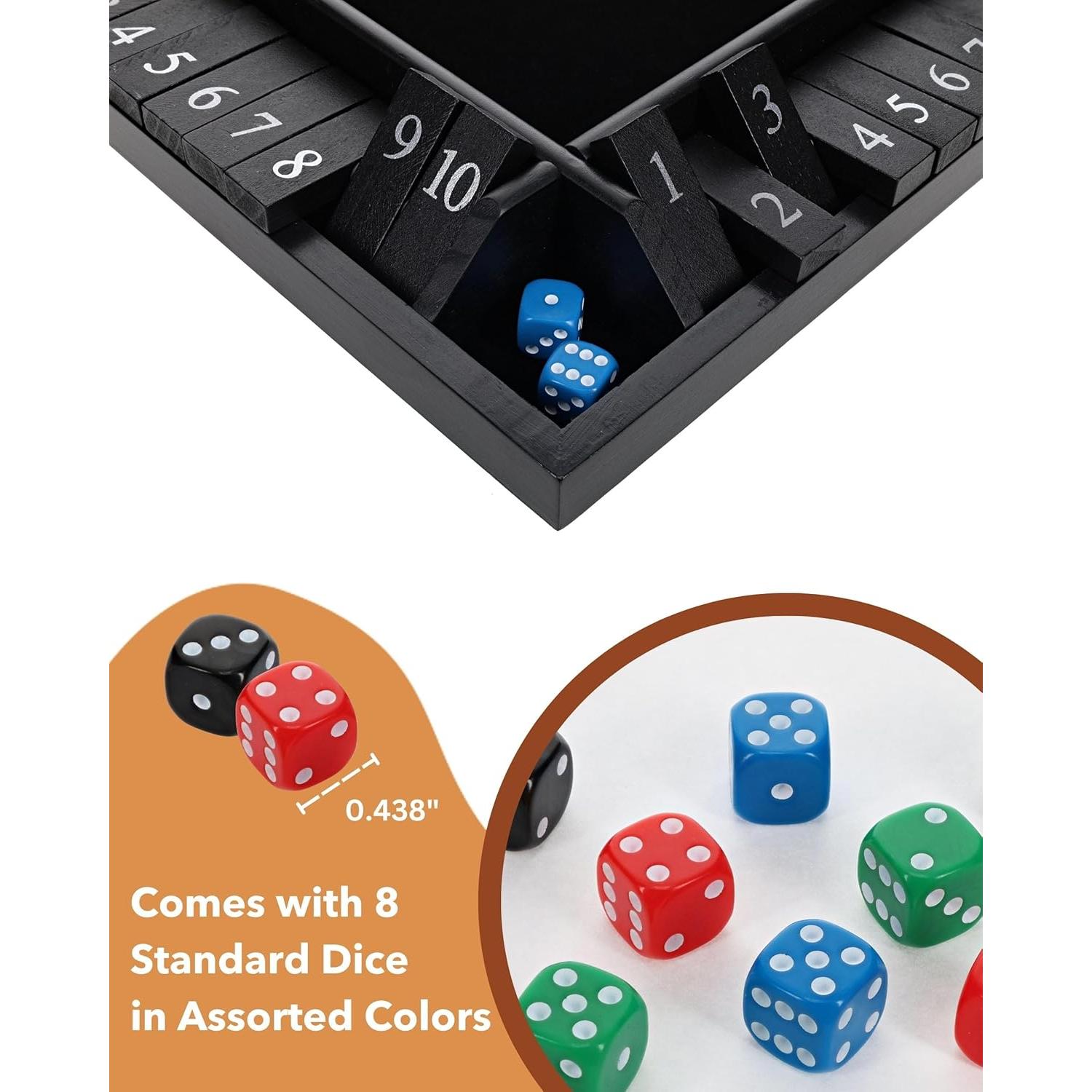 Juego de Mesa Shut The Box Personalizado 4 Jugadores 21.6 cm