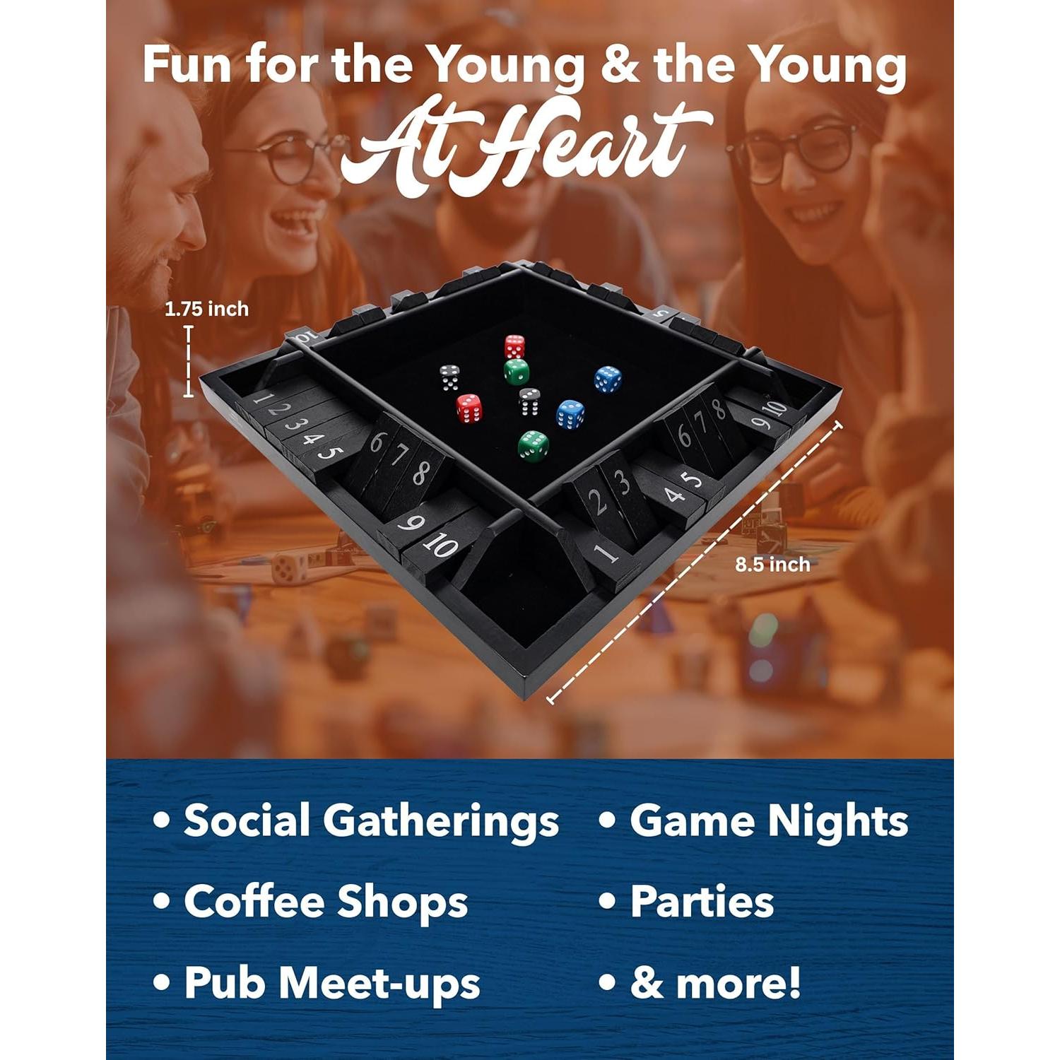 Juego de Mesa Shut The Box Personalizado 4 Jugadores 21.6 cm