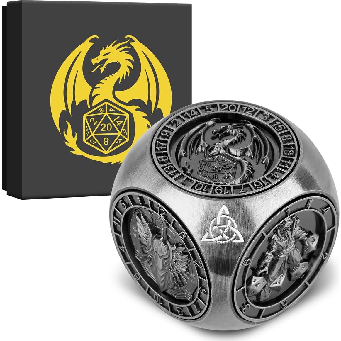 Set de Dados Giratorios DND Metálicos 7-en-1 con Caja Regalo