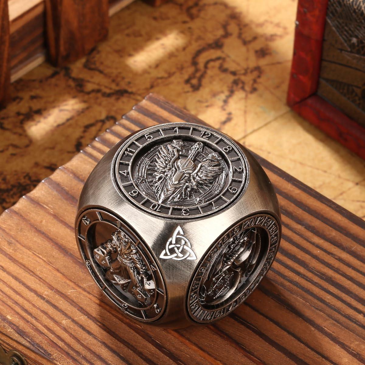 Set de Dados Giratorios DND Metálicos 7-en-1 con Caja Regalo