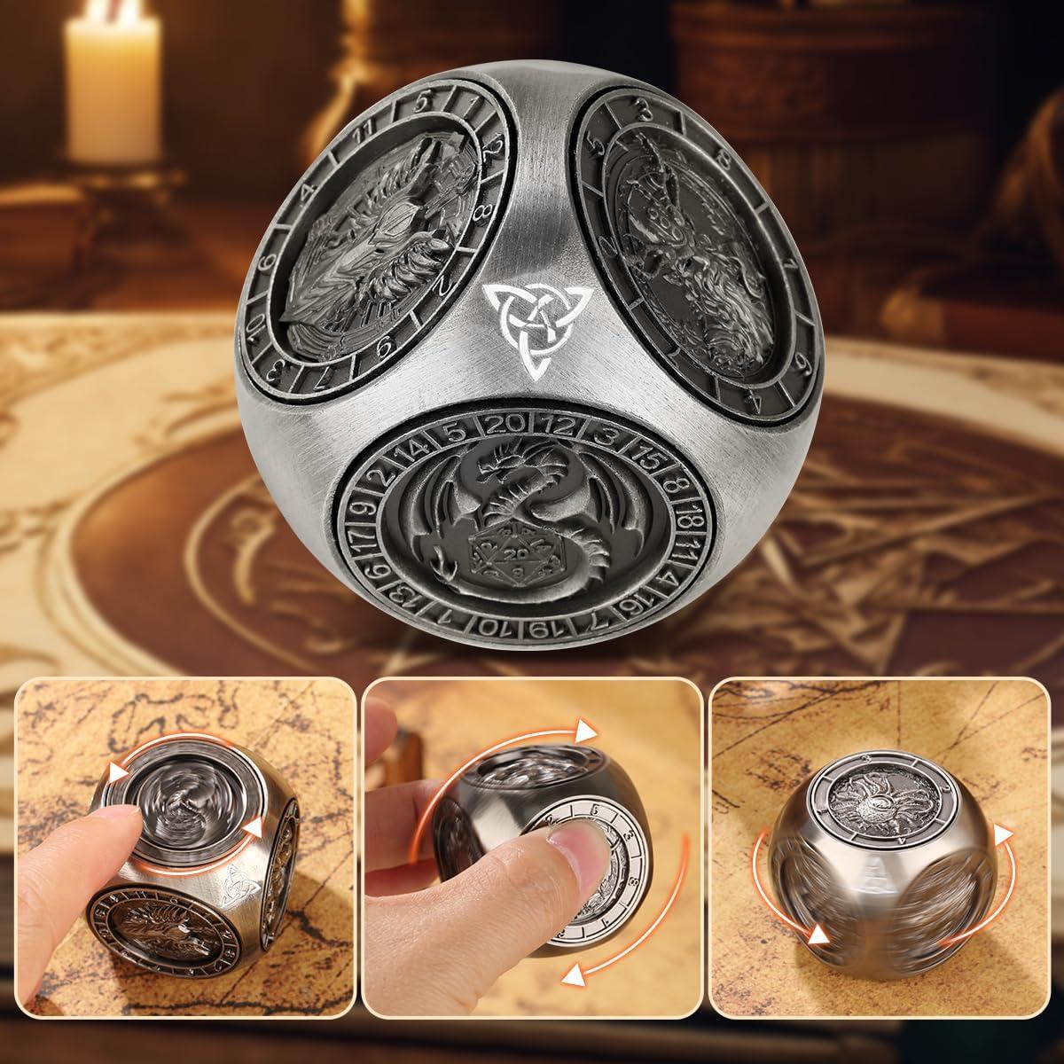 Set de Dados Giratorios DND Metálicos 7-en-1 con Caja Regalo