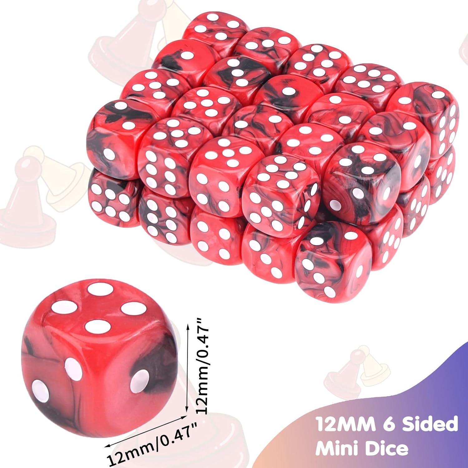 36 Dados D6 12mm Rojo y Negro con Caja Portátil PECHOI