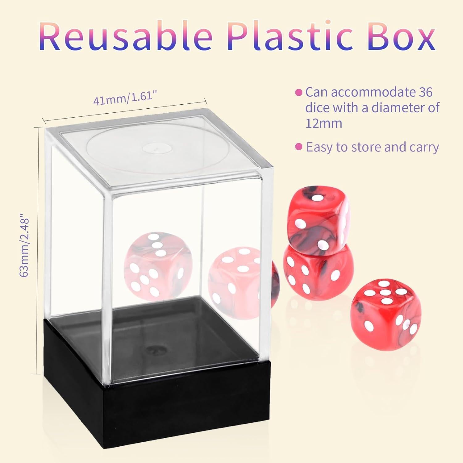 36 Dados D6 12mm Rojo y Negro con Caja Portátil PECHOI