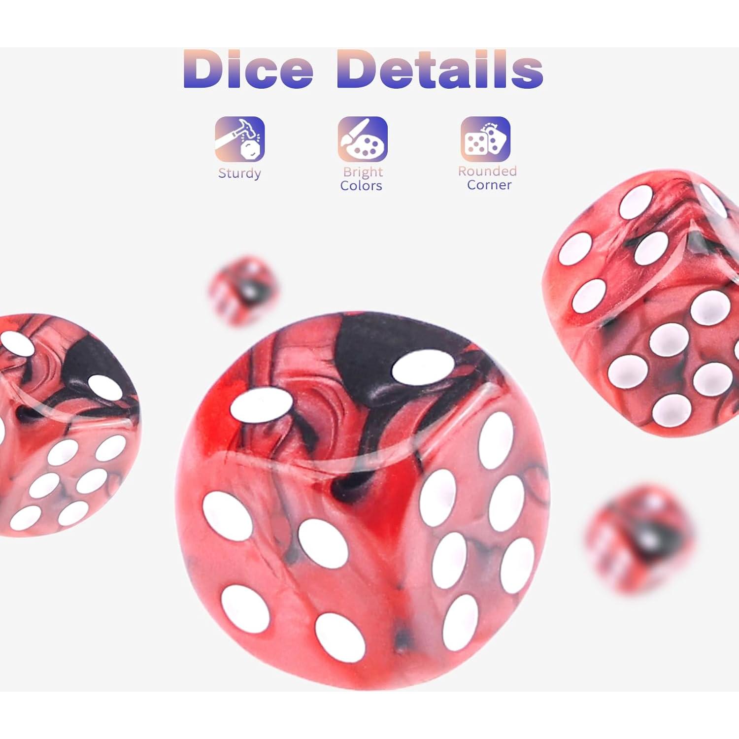 36 Dados D6 12mm Rojo y Negro con Caja Portátil PECHOI