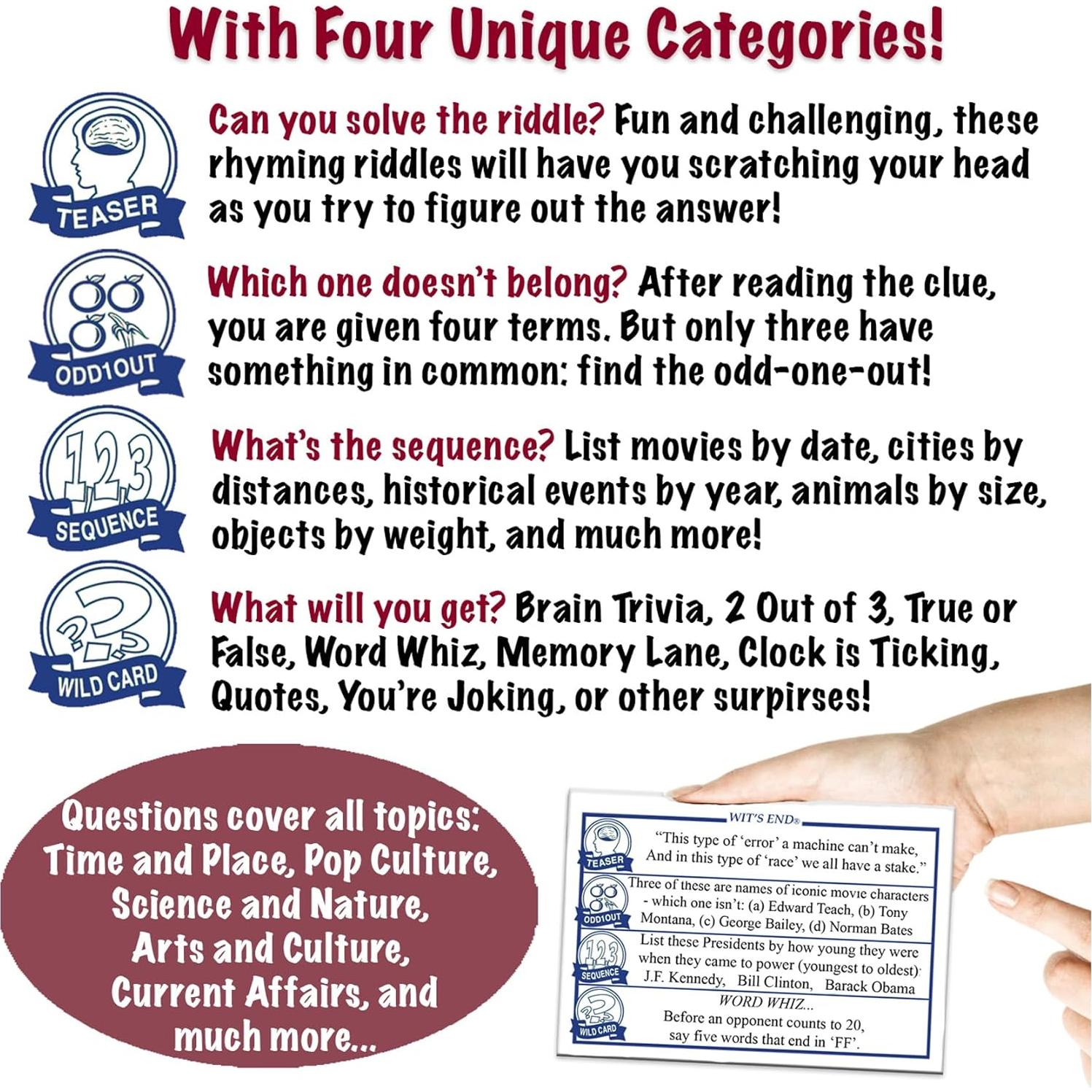 Juego de Trivia Wit's End - GDG Games - 2 a 6 jugadores