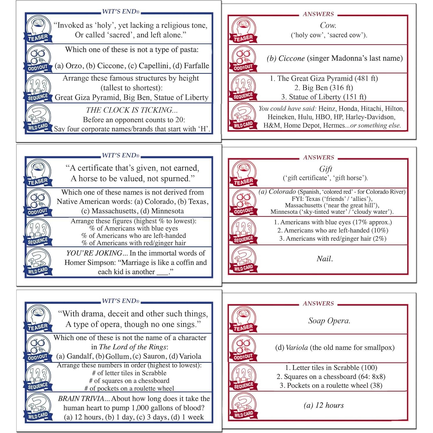 Juego de Trivia Wit's End - GDG Games - 2 a 6 jugadores