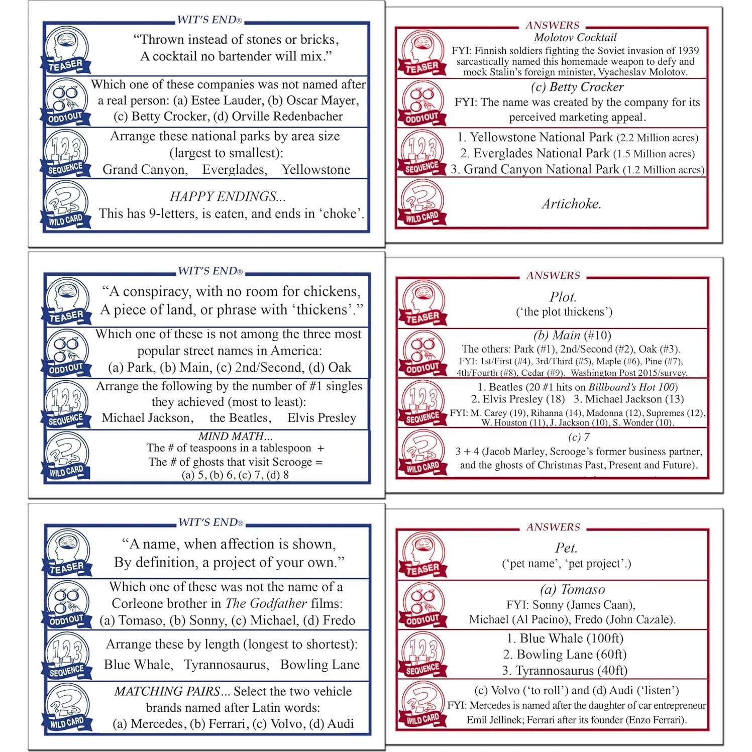 Juego de Trivia Wit's End - GDG Games - 2 a 6 jugadores