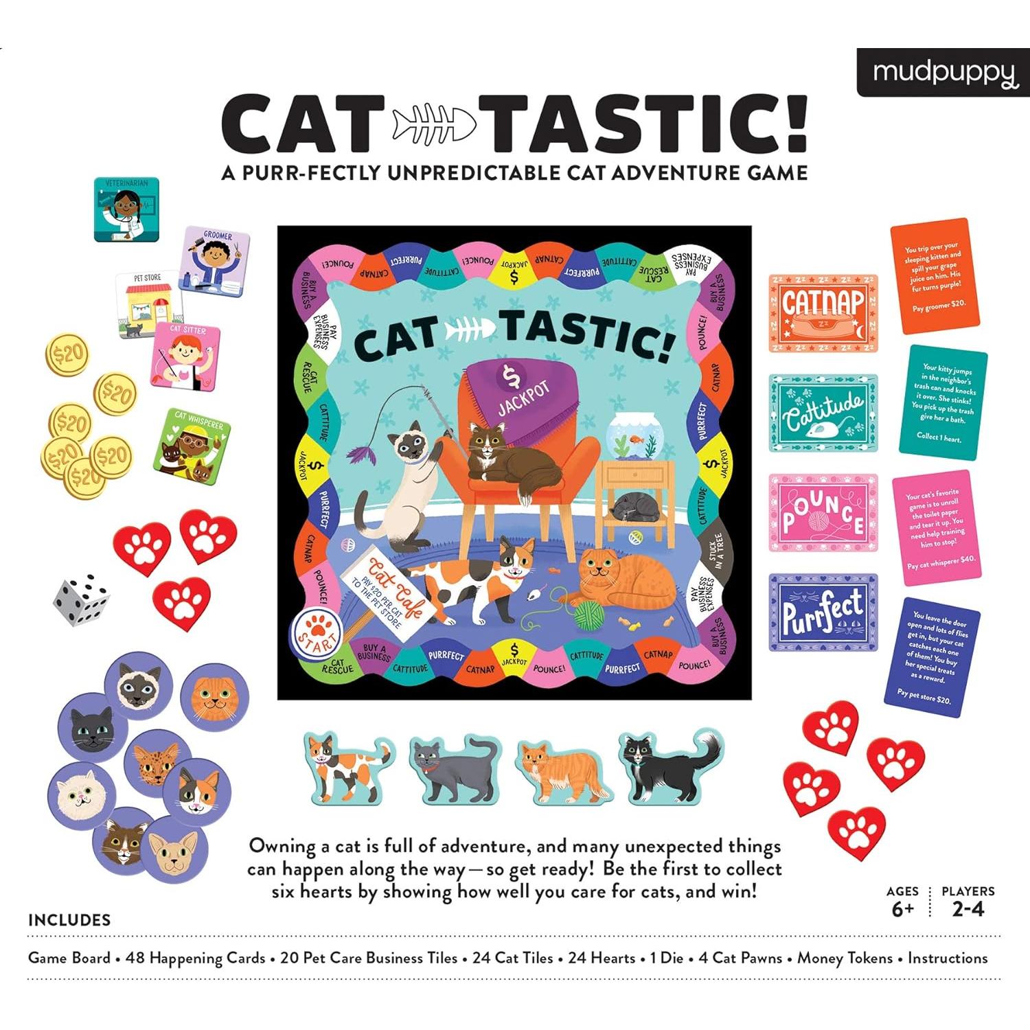 Juego de Mesa Cat-Tastic! Mudpuppy - Para 2-4 Jugadores, 6+ Años