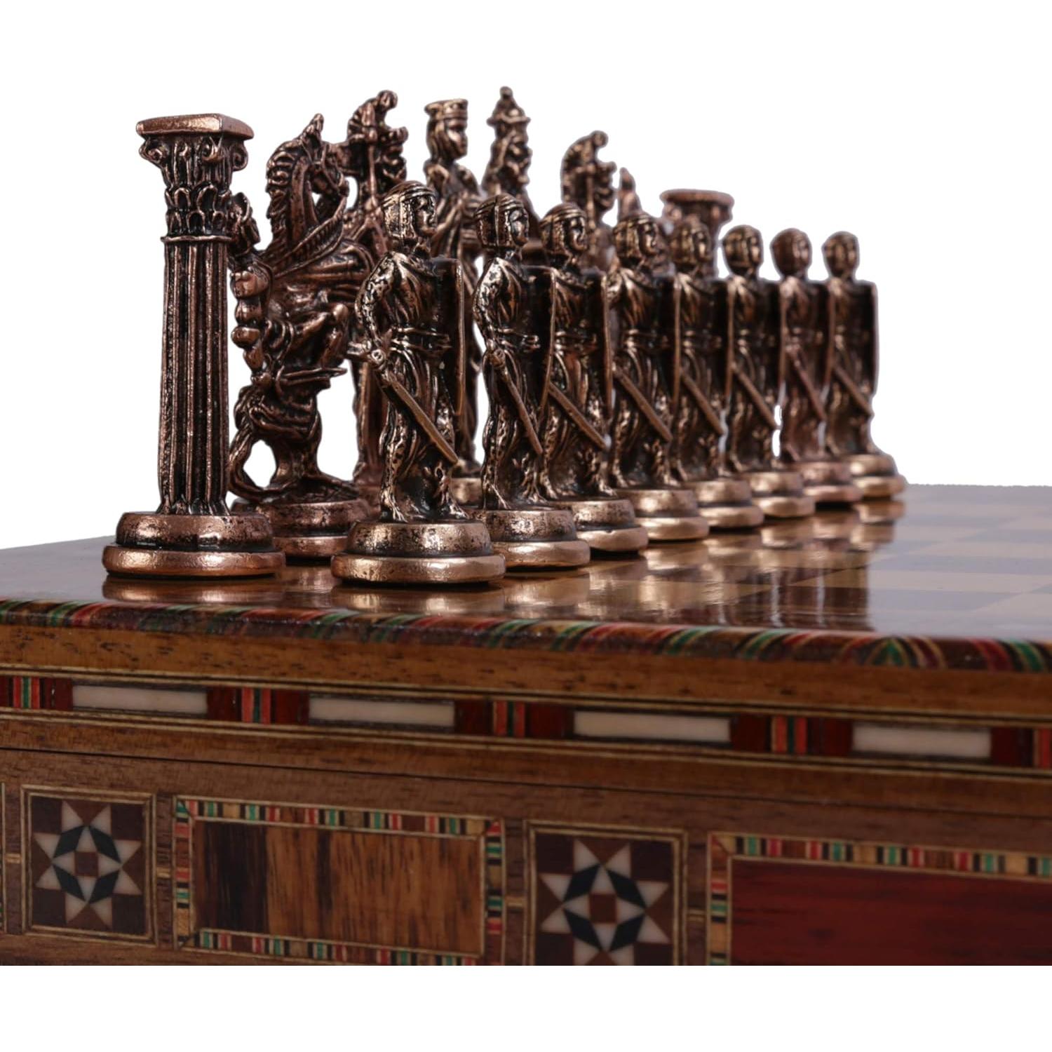 Juego de Ajedrez Antiguo de Metal Cobre Británico 8.5cm