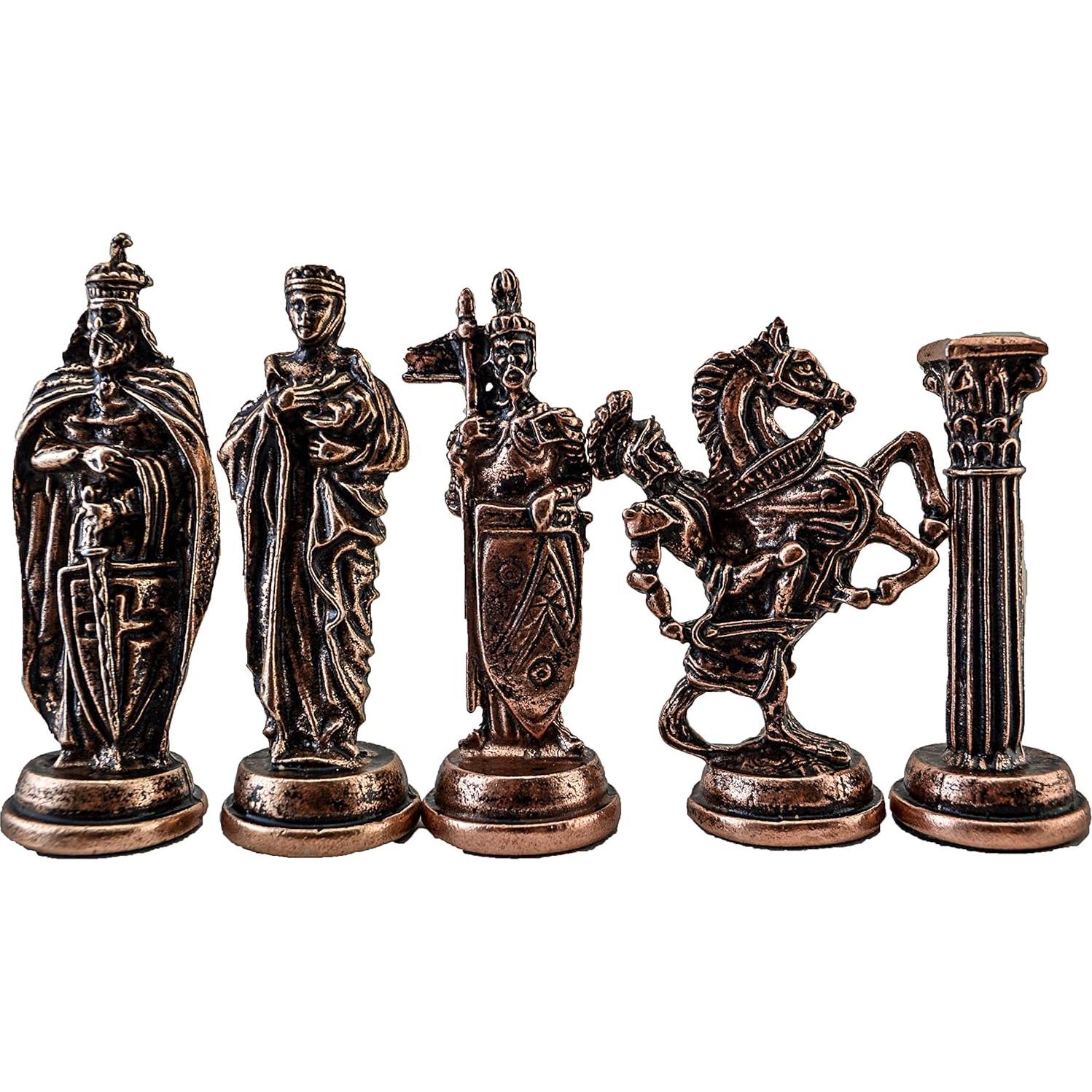 Juego de Ajedrez Antiguo de Metal Cobre Británico 8.5cm