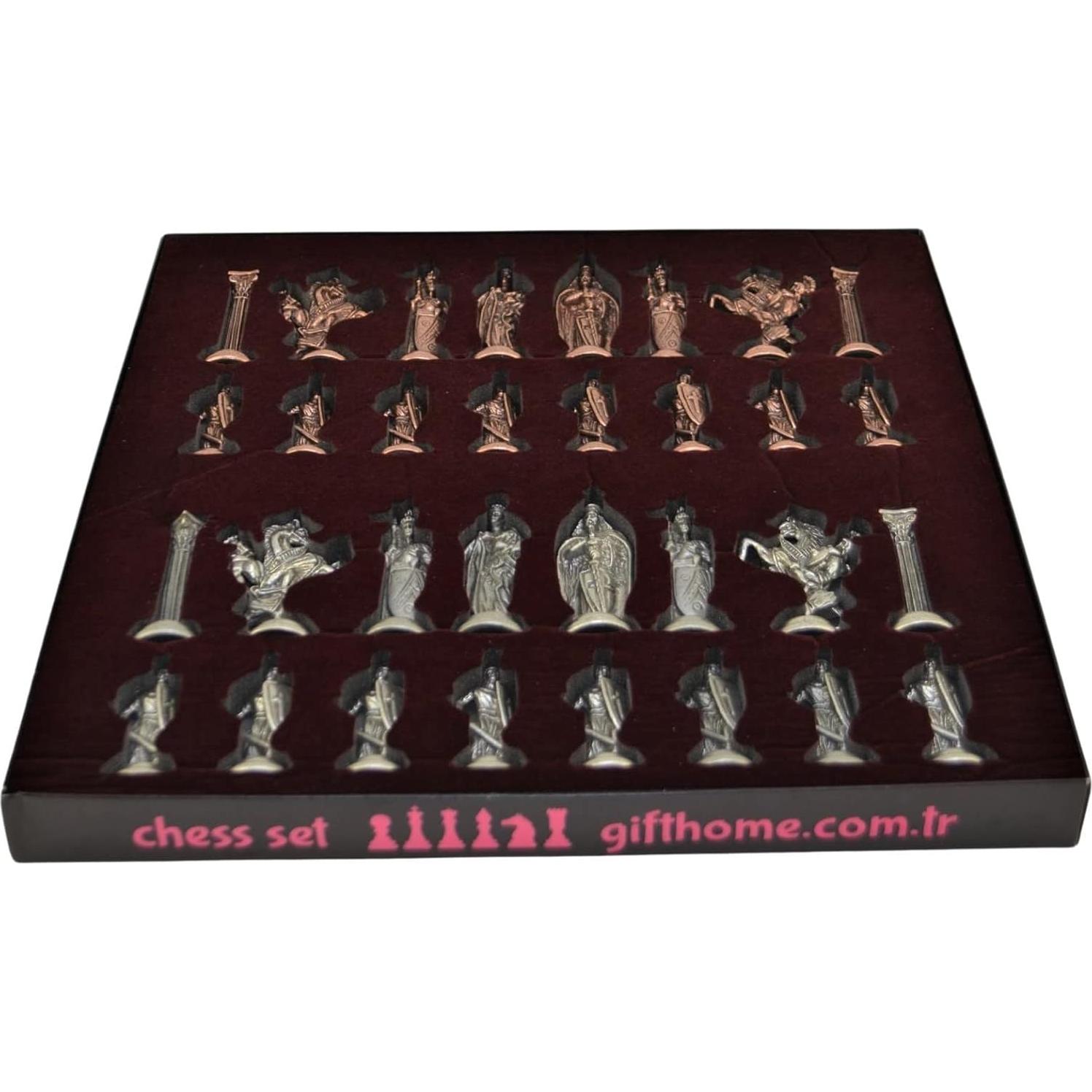 Juego de Ajedrez Antiguo de Metal Cobre Británico 8.5cm