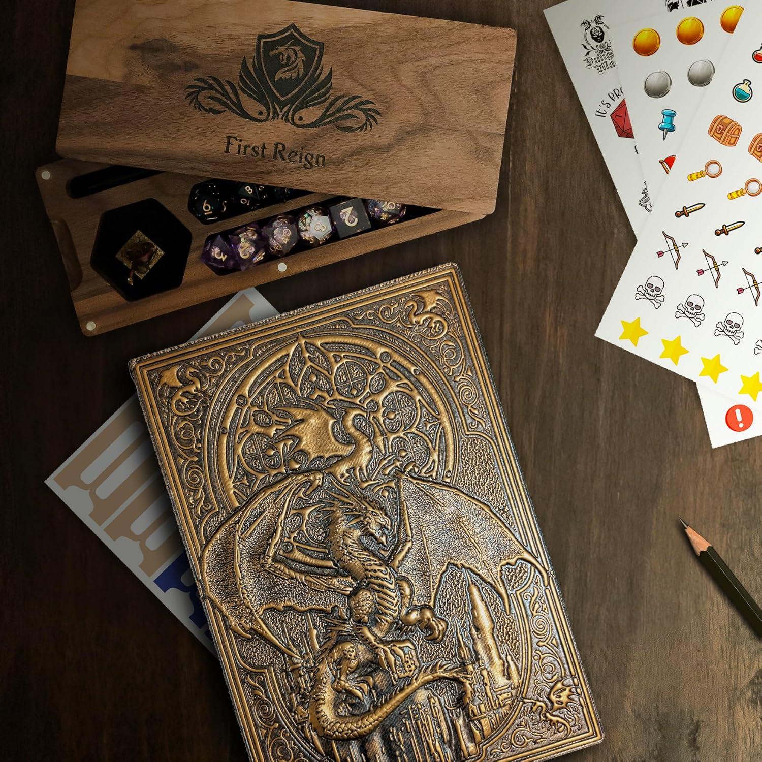 Diario D&D First Reign con tapa dura 3D y 150 pegatinas