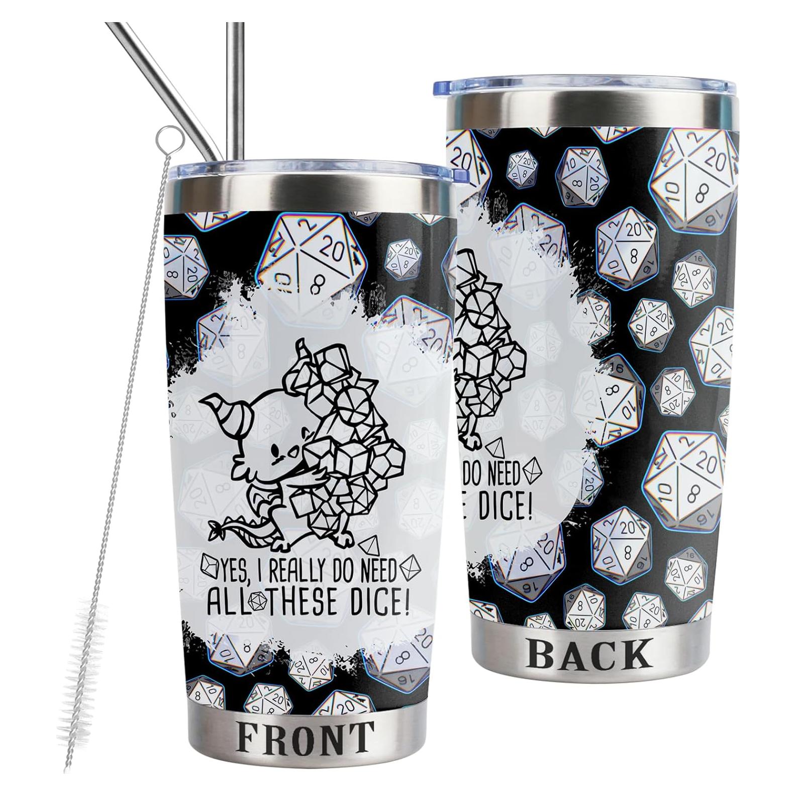 Dungeons & Dragons Gifts - DND 20oz Stainless Steel Insulated Tumbler with Lid and Straw,Dungeon Master Gifts for RPG Gamer Fans - Great Gift for DnD Lovers (Yes,i really do need)