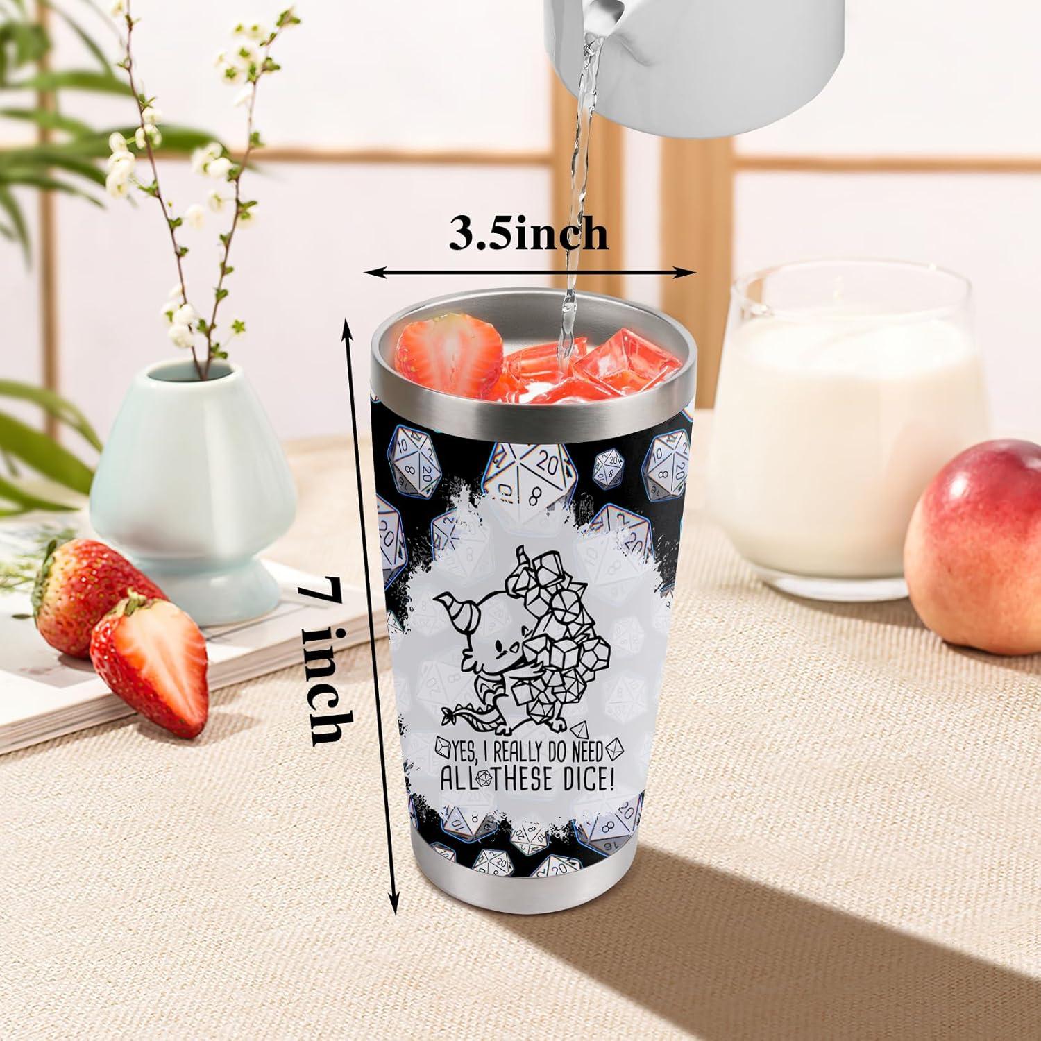 Dungeons & Dragons Gifts - DND 20oz Stainless Steel Insulated Tumbler with Lid and Straw,Dungeon Master Gifts for RPG Gamer Fans - Great Gift for DnD Lovers (Yes,i really do need)