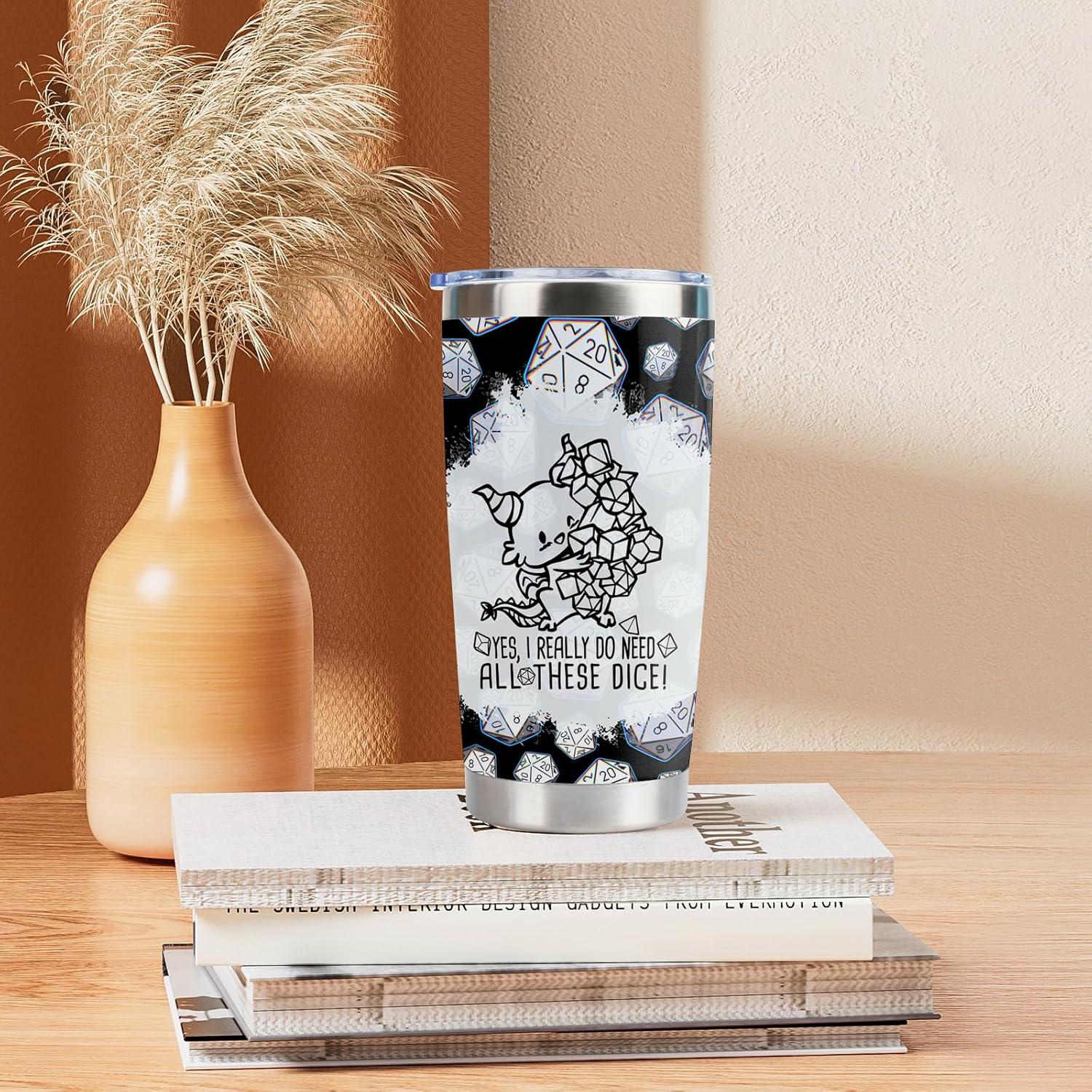 Dungeons & Dragons Gifts - DND 20oz Stainless Steel Insulated Tumbler with Lid and Straw,Dungeon Master Gifts for RPG Gamer Fans - Great Gift for DnD Lovers (Yes,i really do need)