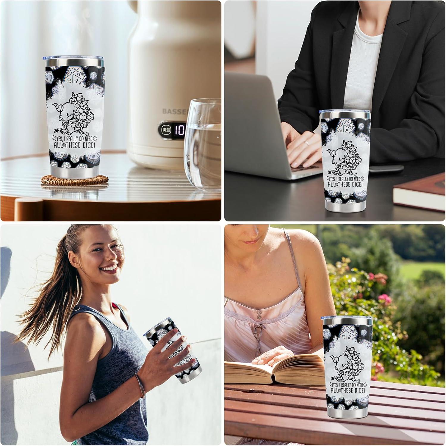 Dungeons & Dragons Gifts - DND 20oz Stainless Steel Insulated Tumbler with Lid and Straw,Dungeon Master Gifts for RPG Gamer Fans - Great Gift for DnD Lovers (Yes,i really do need)